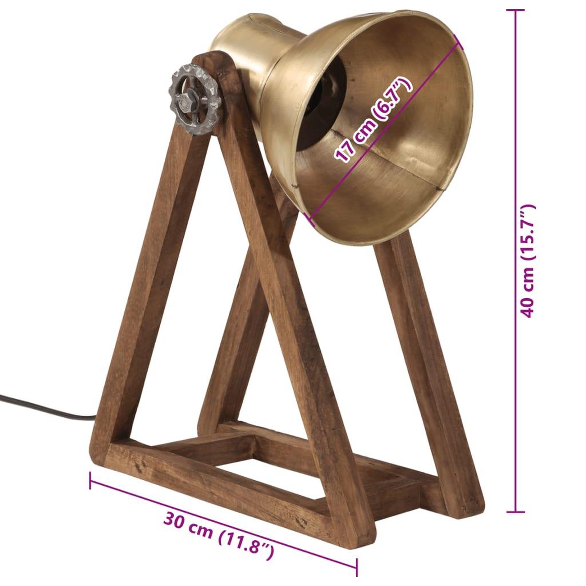 Voir la diapositive 6 : VIDAXL Lampe de bureau 25 W laiton antique 30x17x40 cm E27