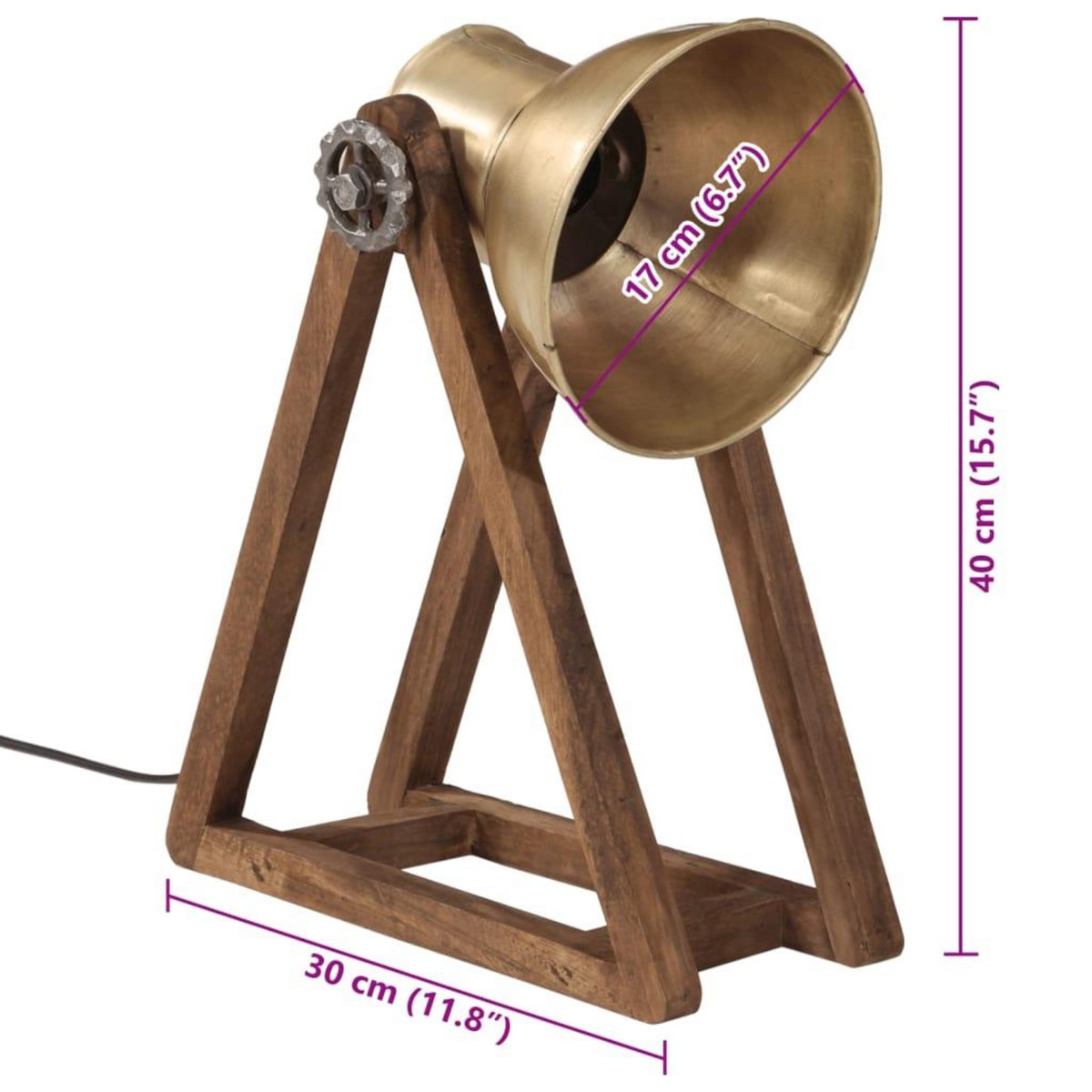 VIDAXL Lampe de bureau 25 W laiton antique 30x17x40 cm E27