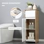 Voir la diapositive 3 : KLEANKIN Meuble colonne bas salle de bain style cosy dim. 32L x 30l x 90H cm porte étagère tiroir MDF blanc aspect chêne clair