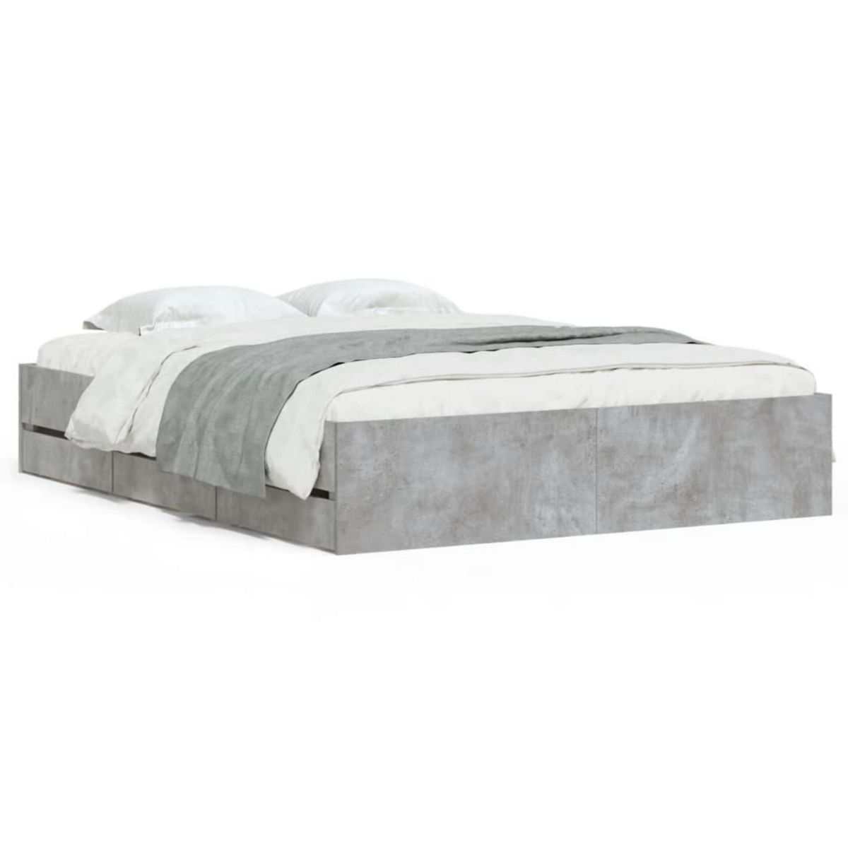VIDAXL Cadre de lit avec tiroirs sans matelas gris beton 140x190 cm