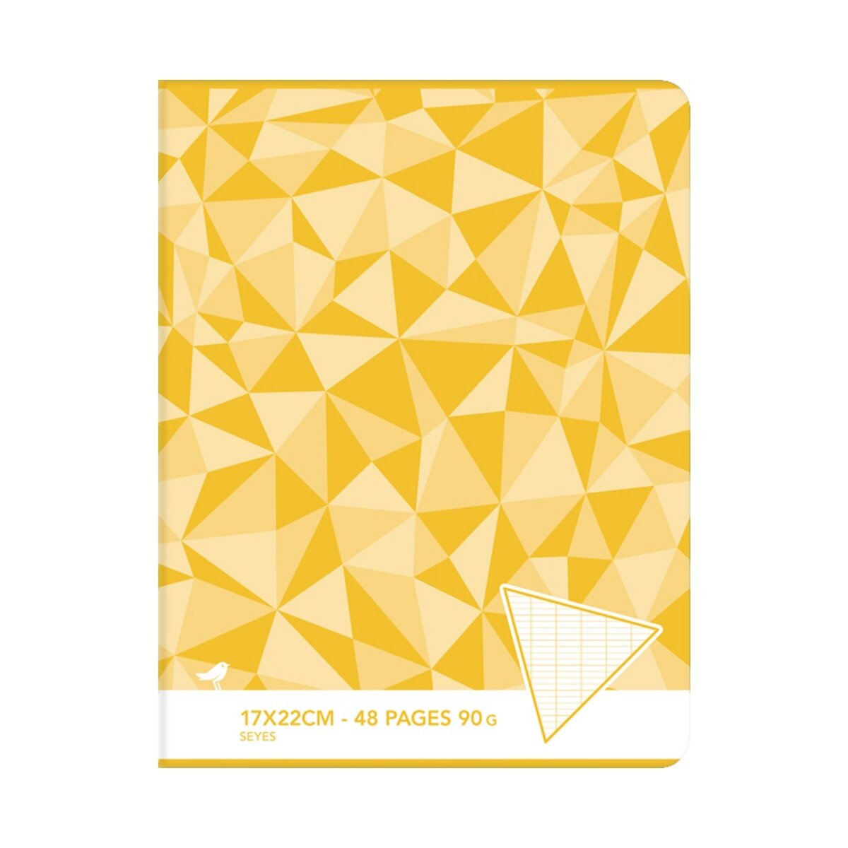 AUCHAN Cahier piqué 17x22cm 48 pages grands carreaux Seyes jaune motif triangles