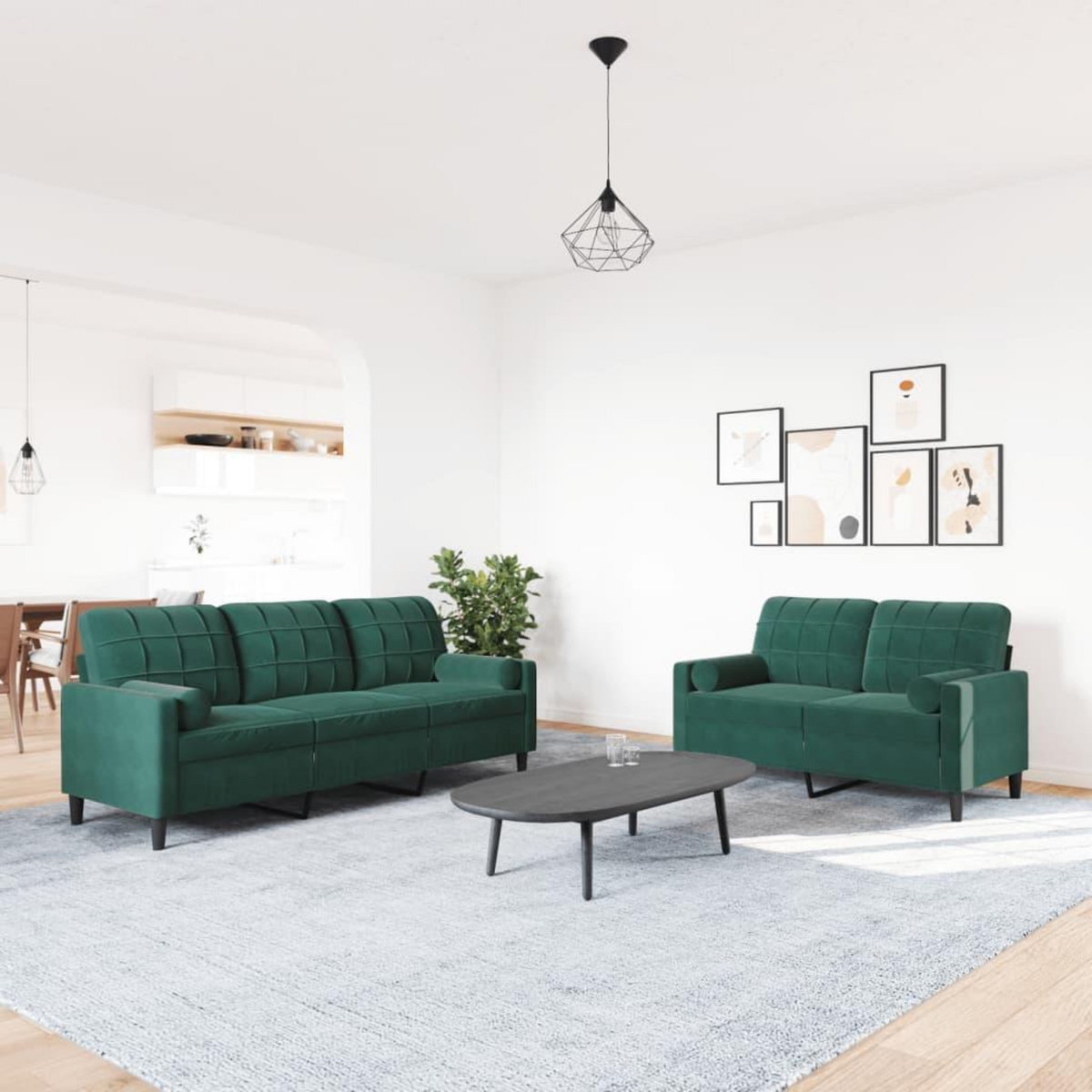 VIDAXL Ensemble de canapes 2 pcs avec coussins et traversins velours
