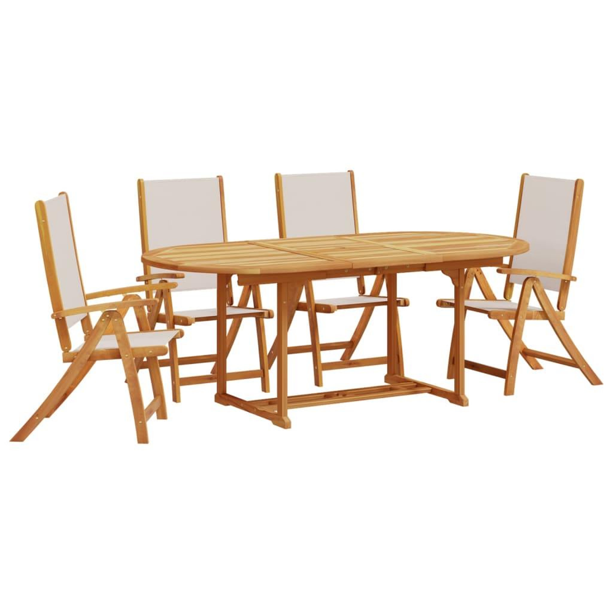 Voir la diapositive 2 : VIDAXL Ensemble a manger de jardin 5pcs bois d'acacia solide textilene