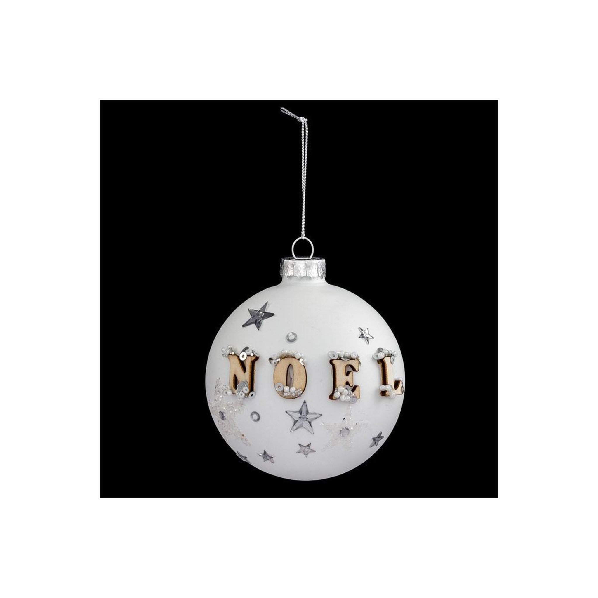 FEERIC LIGHT & CHRISTMAS Boule de noël en verre  hors piste  8cm blanc mat