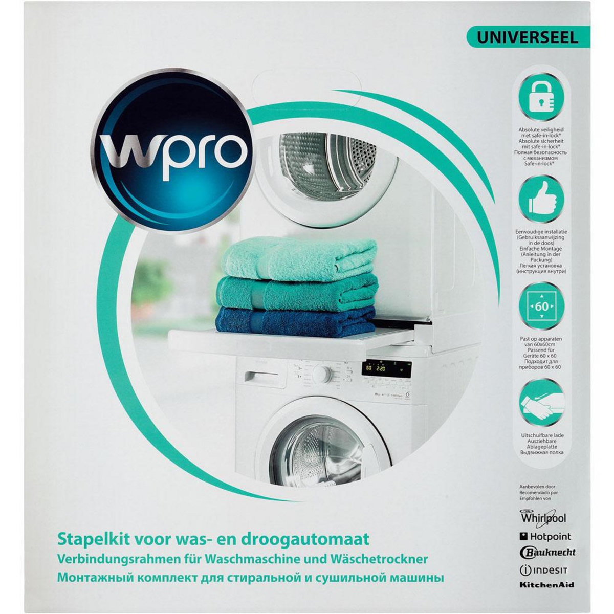 WPRO Kit de superposition 60cm blanc avec tablette - sks101