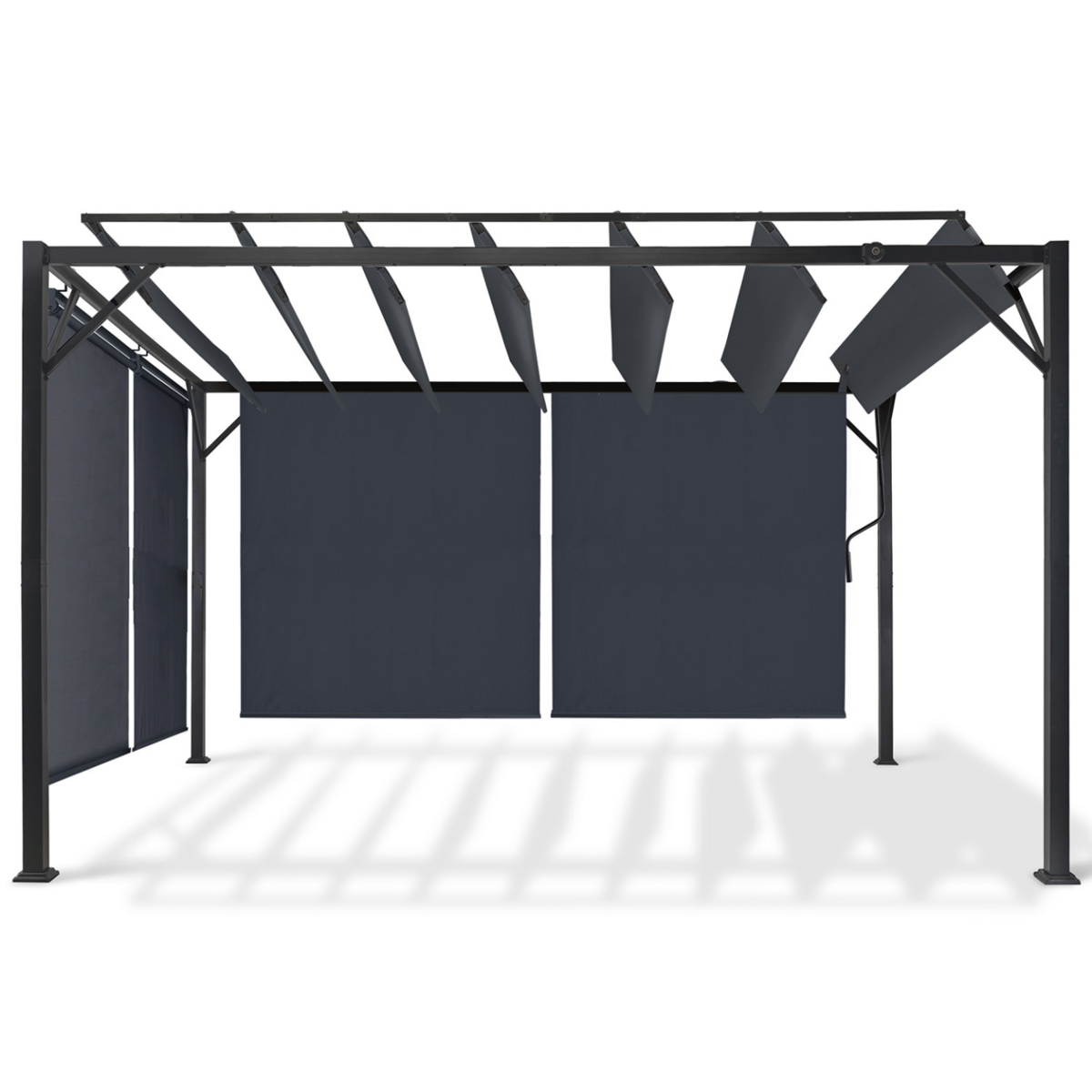 ID MARKET Pergola édition luxe lames orientables 3x3 M et 4 stores gris anthracite