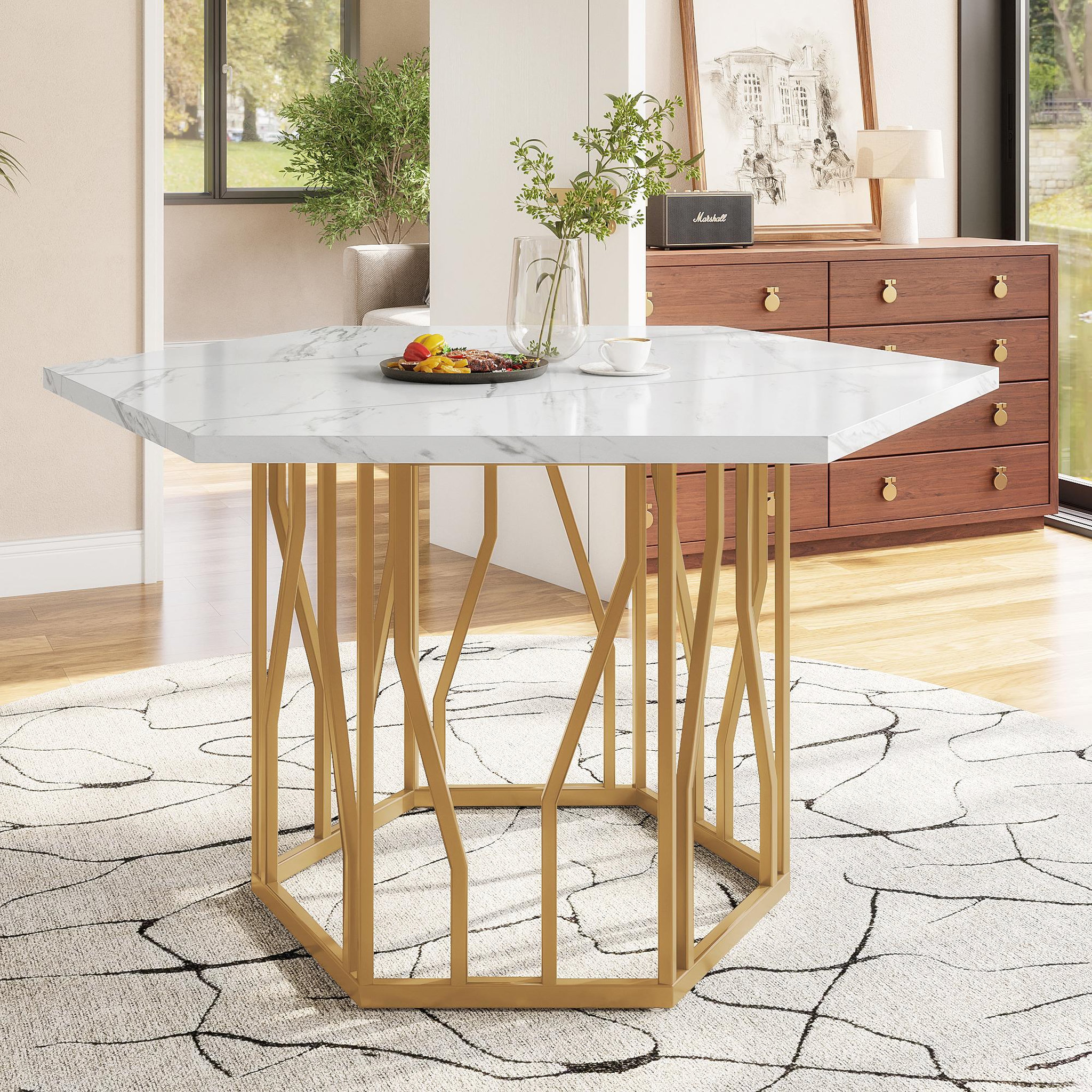 Voir la diapositive 2 : MERAX Table à manger hexagonale