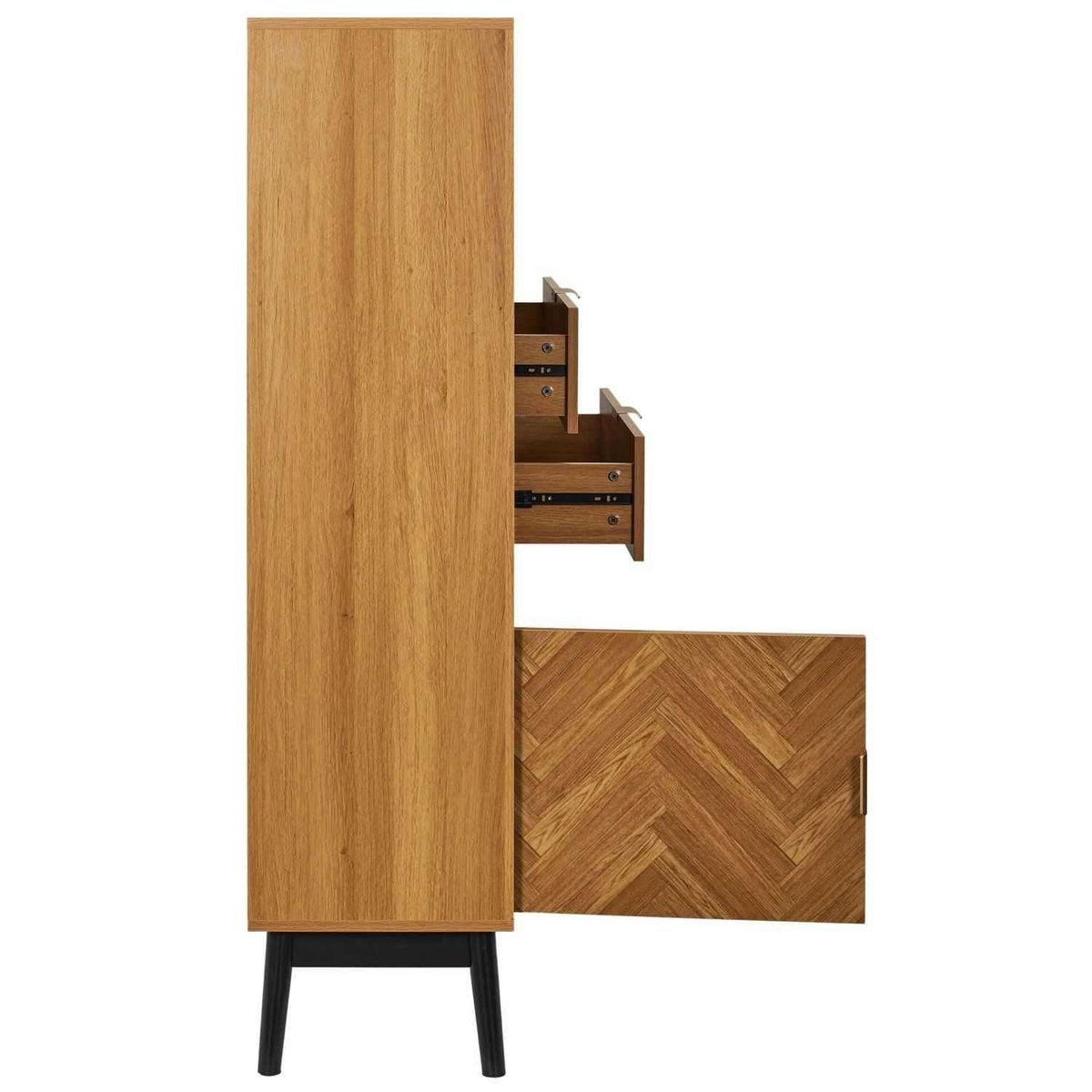 The Home Deco Factory Bibliothèque 2 portes et 2 tiroirs en bois FELIX - Marron et noir