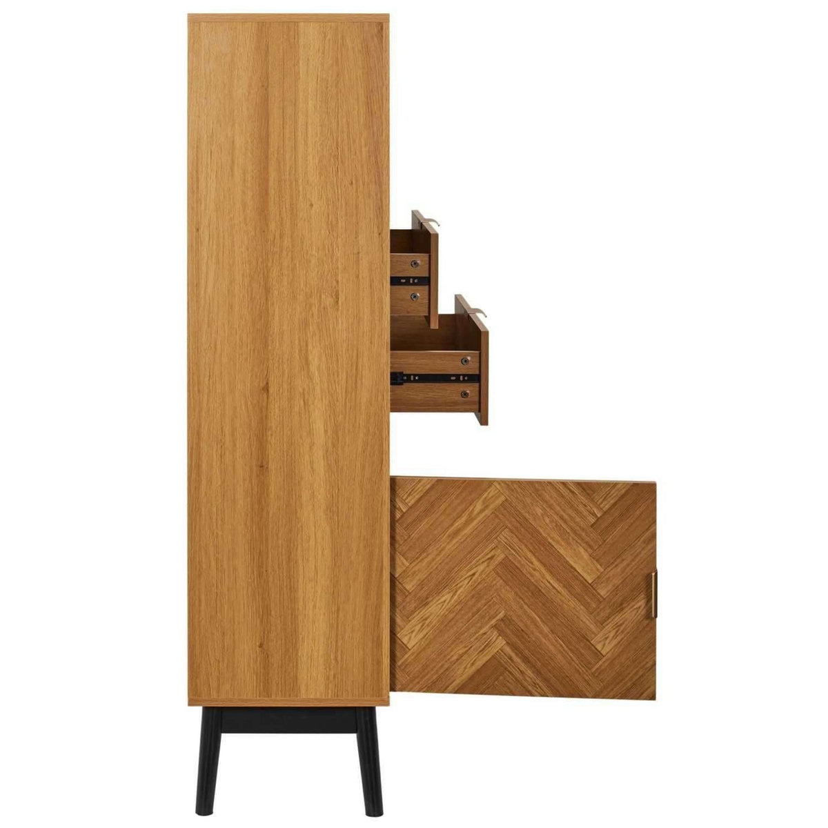 The Home Deco Factory Bibliothèque 2 portes et 2 tiroirs en bois FELIX - Marron et noir