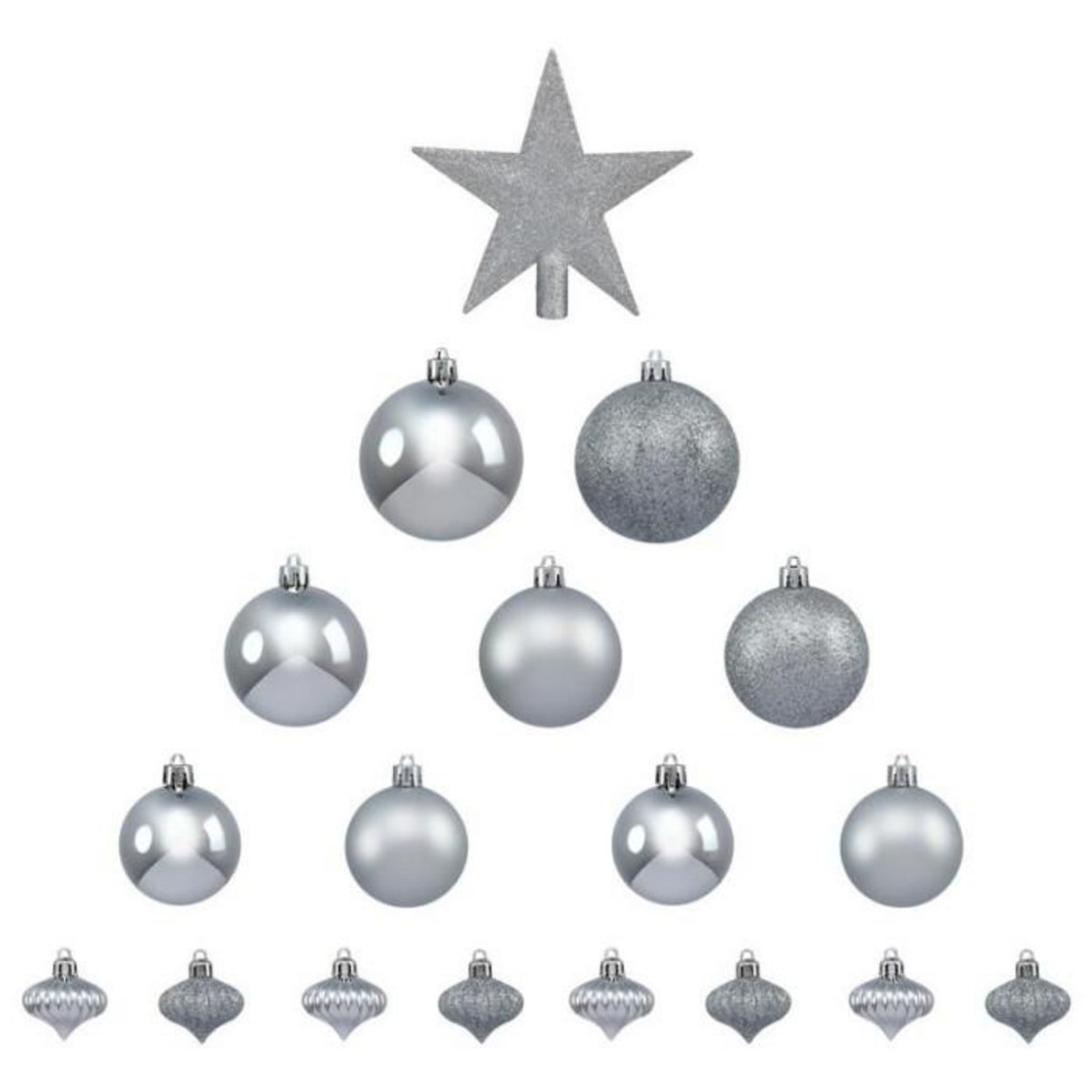 FEERIC LIGHT & CHRISTMAS Kit 18 Pièces Déco de Noël  Colorama  23cm Argent