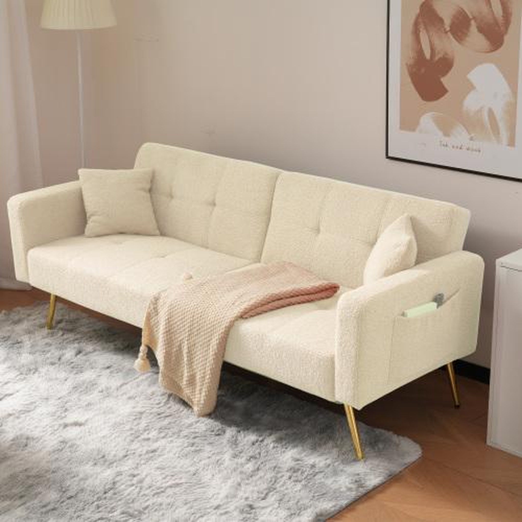 Voir la diapositive 2 : MERAX Canapé droit convertible 2 places tissu