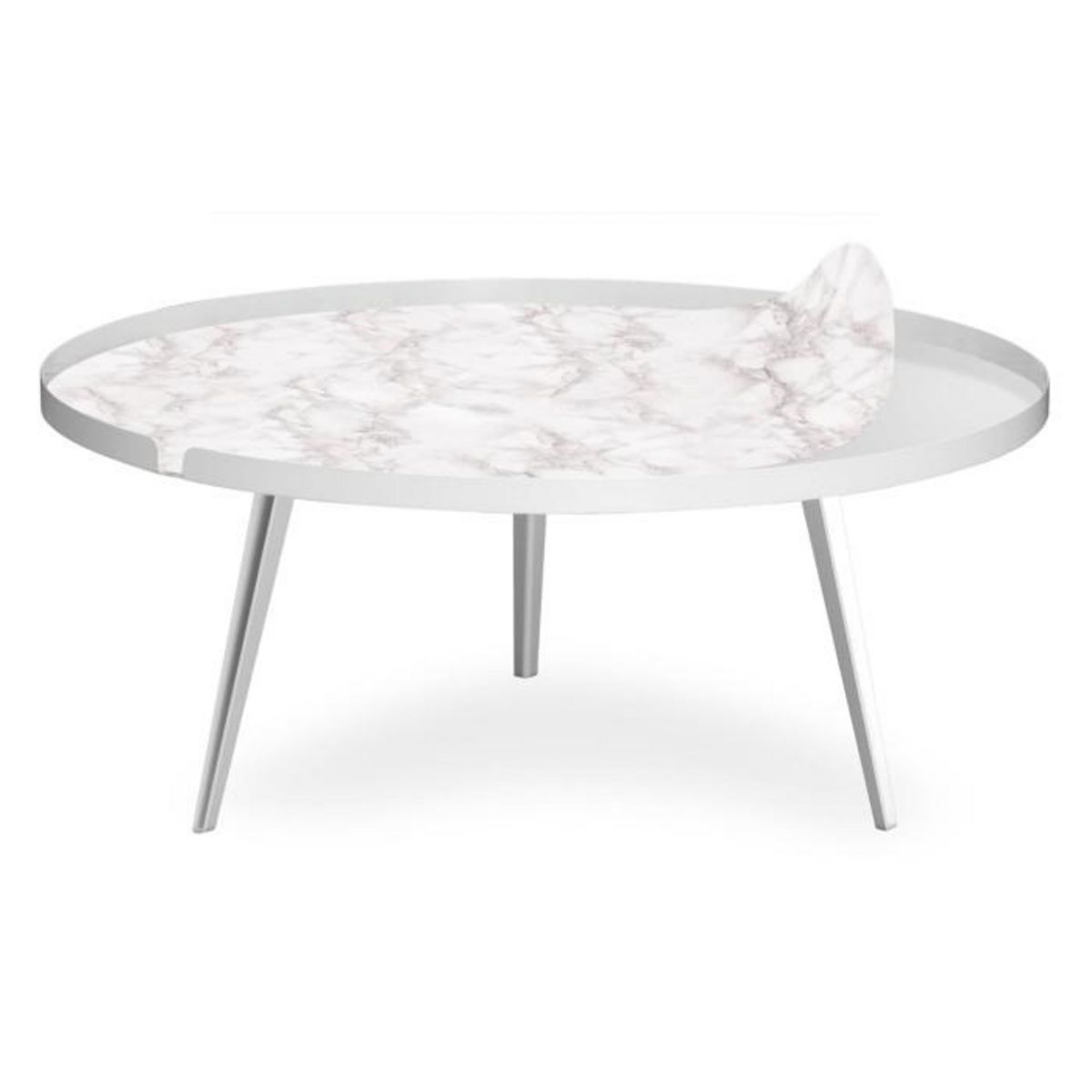 Paris Prix Table Basse à Rebord 2 Covers  Texture  90cm Blanc