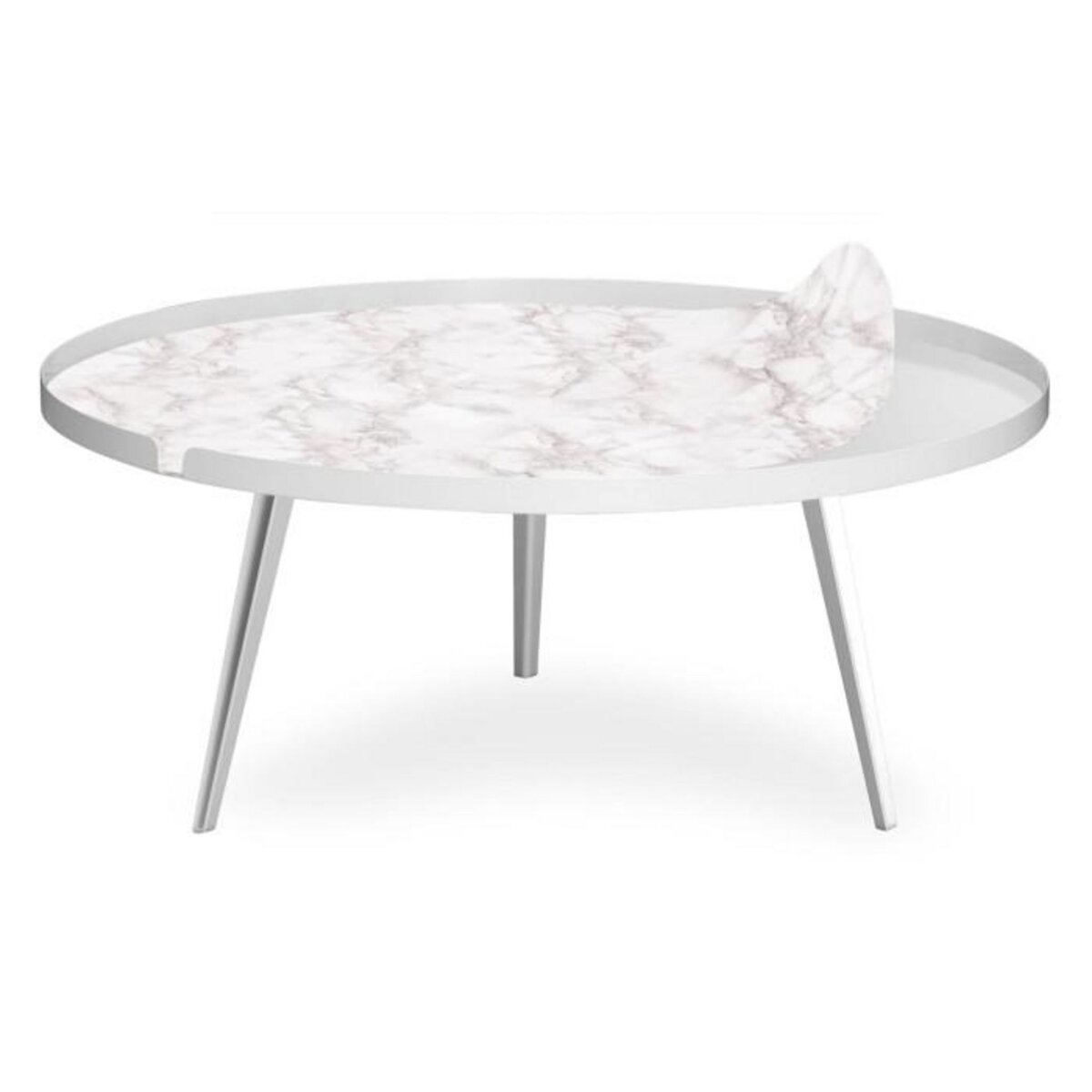 Paris Prix Table Basse à Rebord 2 Covers  Texture  90cm Blanc