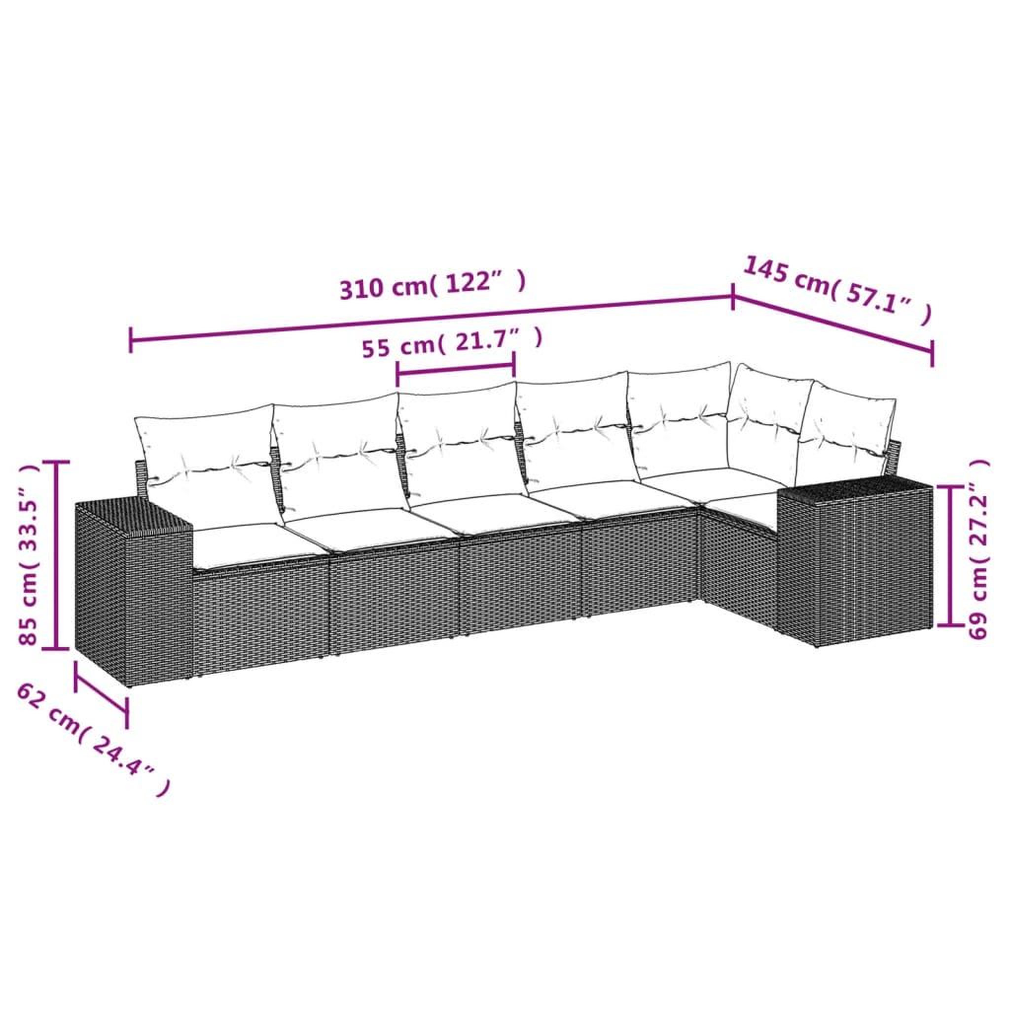Voir la diapositive 3 : VIDAXL Salon de jardin 6 pcs avec coussins gris resine tressee