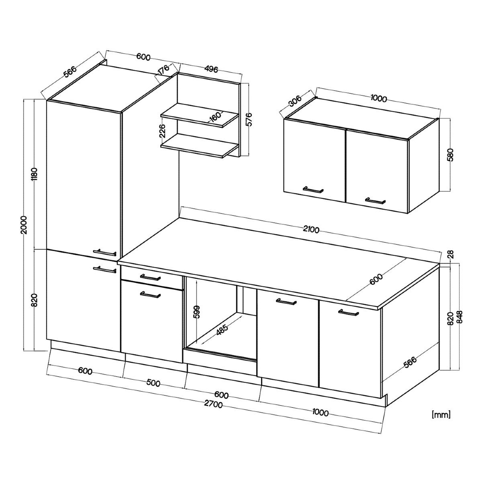 Voir la diapositive 6 : JLC KREATION Cuisine complète blanc et bois 270cm TIA