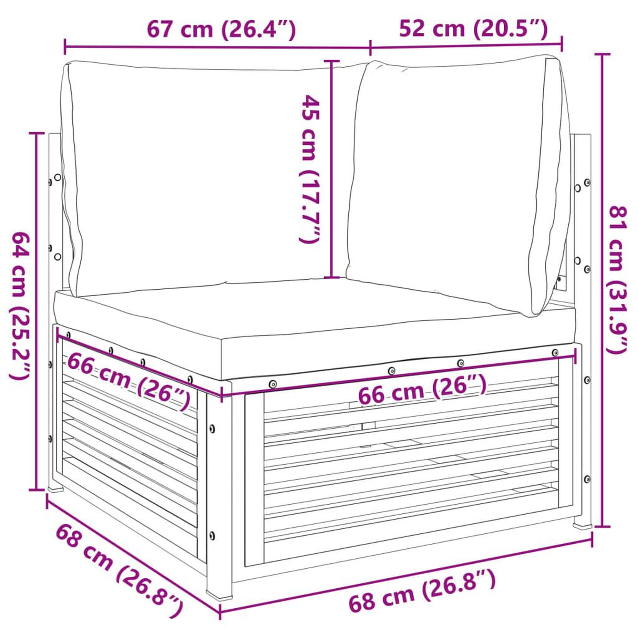 Voir la diapositive 6 : VIDAXL Canape d'angle de jardin avec coussins bois massif d'acacia
