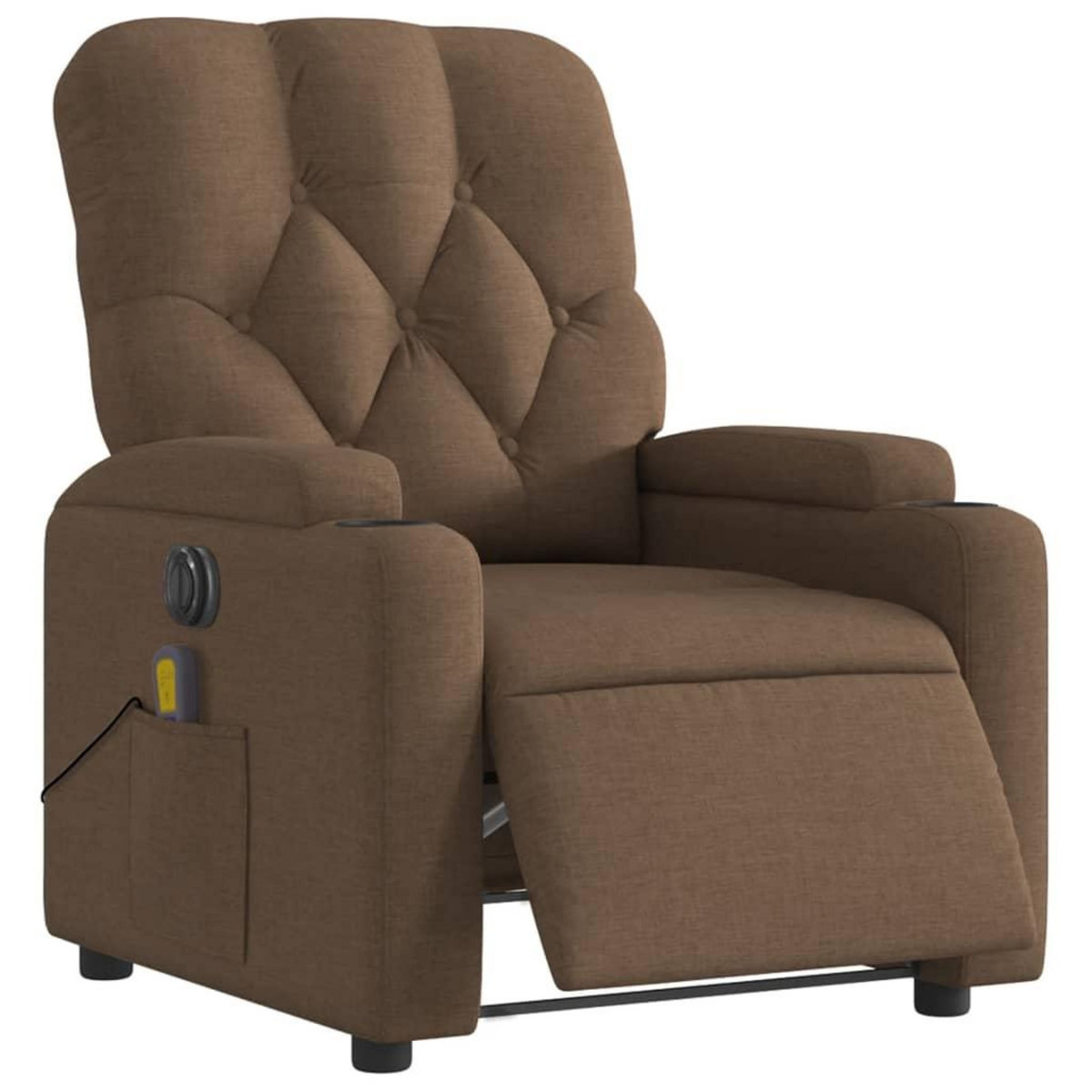 VIDAXL Fauteuil inclinable de massage electrique marron tissu