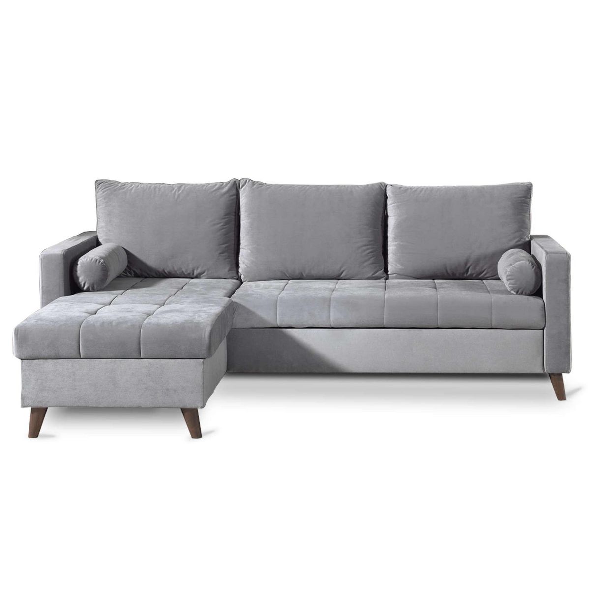 BEST MOBILIER Polar - canapé d'angle réversible convertible - en velours au design scandinave - 4 places