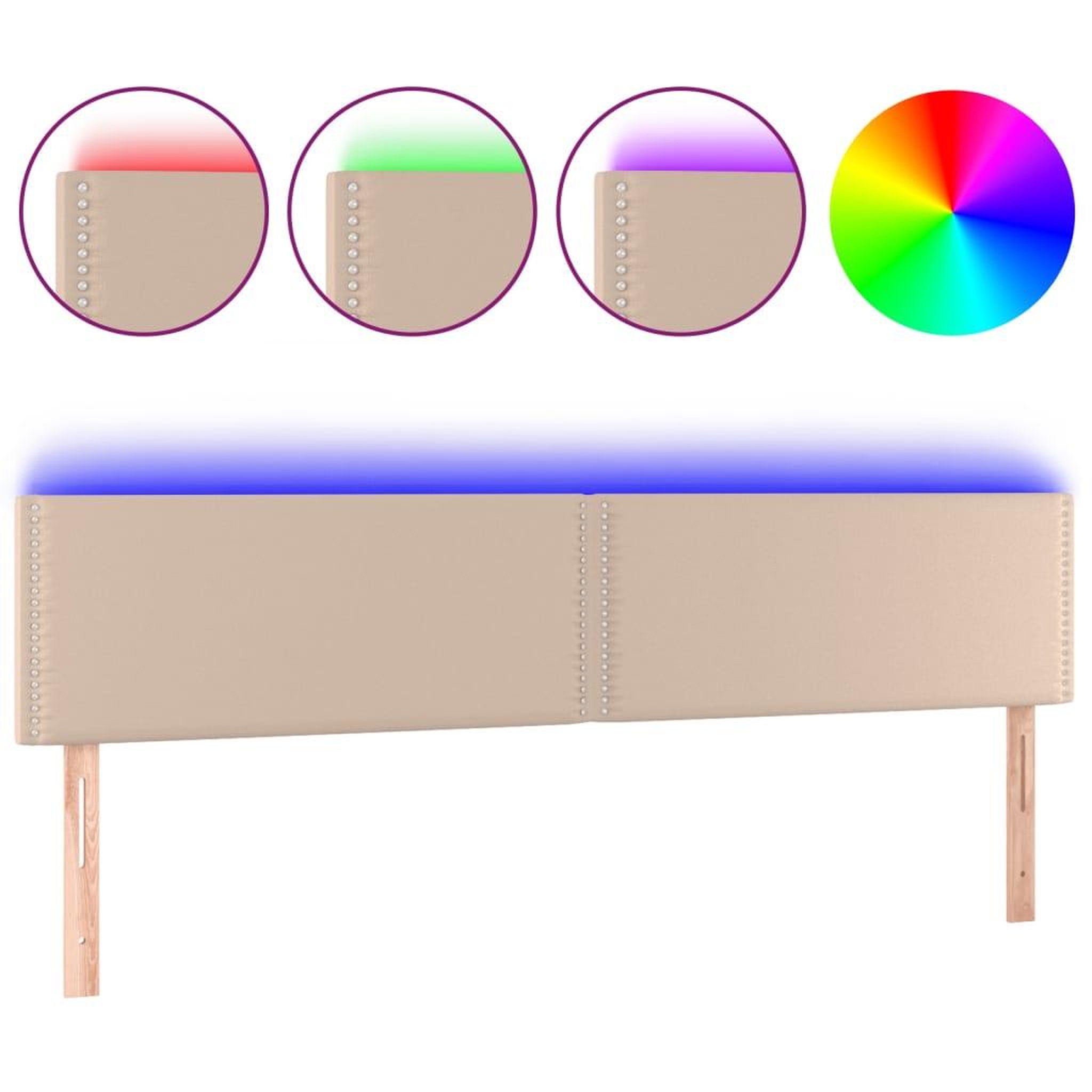 Voir la diapositive 2 : VIDAXL Tete de lit a LED Cappuccino 160x5x78/88 cm Similicuir