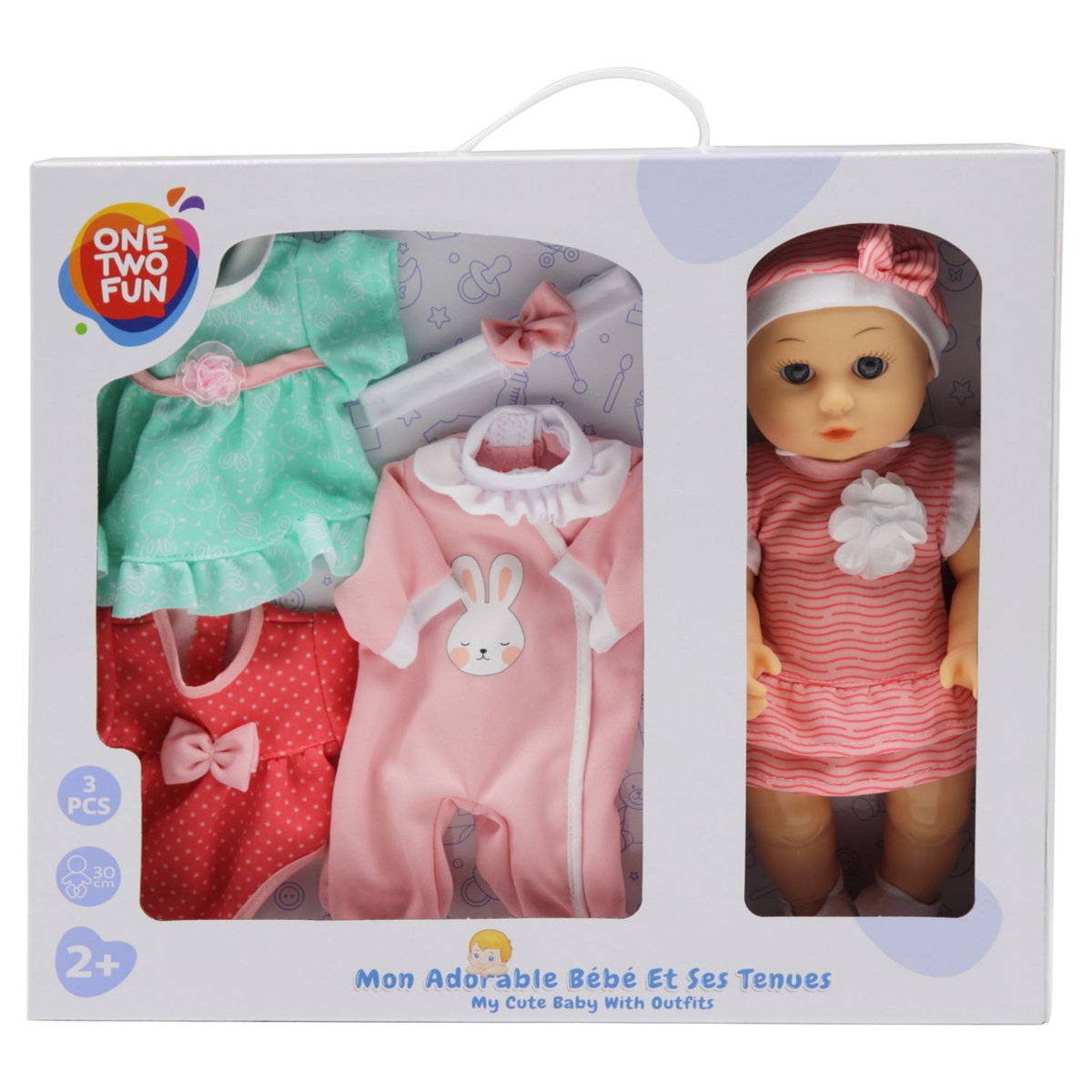 One Two Fun Mon bébé avec tenues - 30 cm