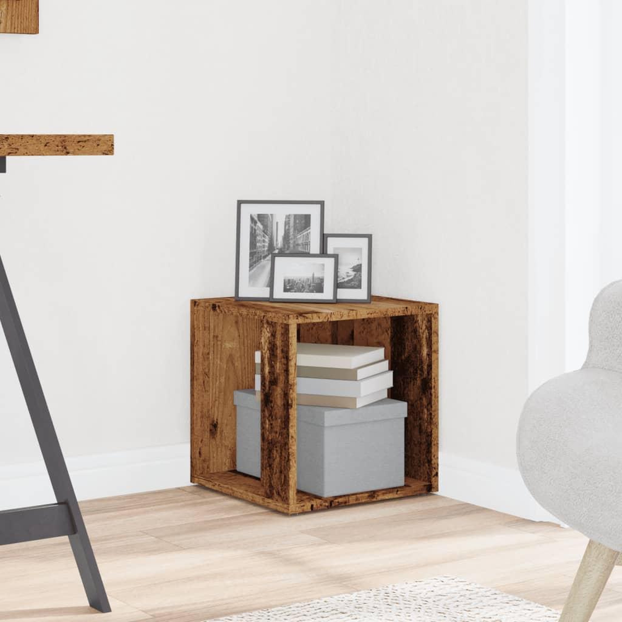 Voir la diapositive 3 : VIDAXL Table d'appoint vieux bois 33x33x34 cm bois d'ingenierie