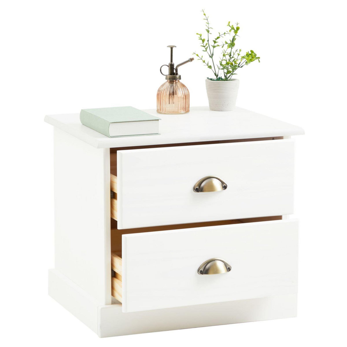 IDIMEX Table de chevet PARIS en pin massif, 2 tiroirs