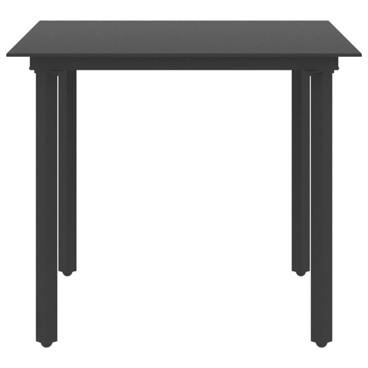 VIDAXL Table a dîner de jardin Noir 80x80x74 cm Acier et verre