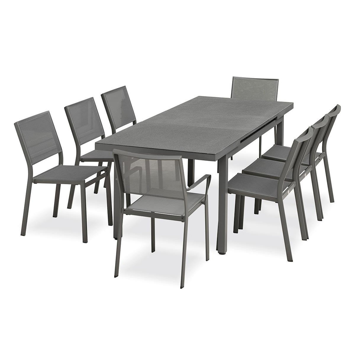 Paris Prix Ensemble Table de Jardin Extensible & 8 Assises  Dania & Stockholm  160-210cm Anthracite