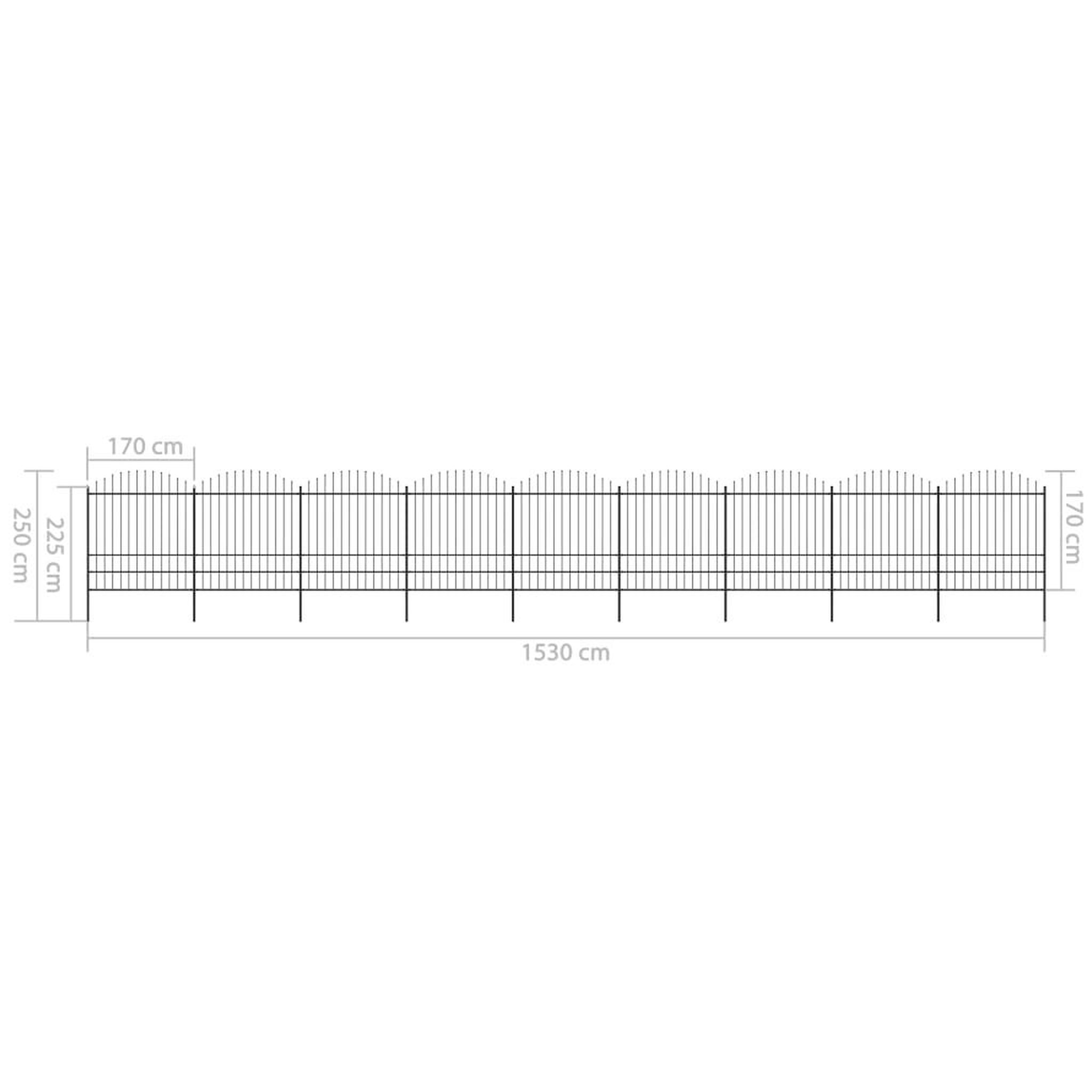 Voir la diapositive 5 : VIDAXL Cloture de jardin a dessus en lance Acier (1,75-2)x15,3 m Noir