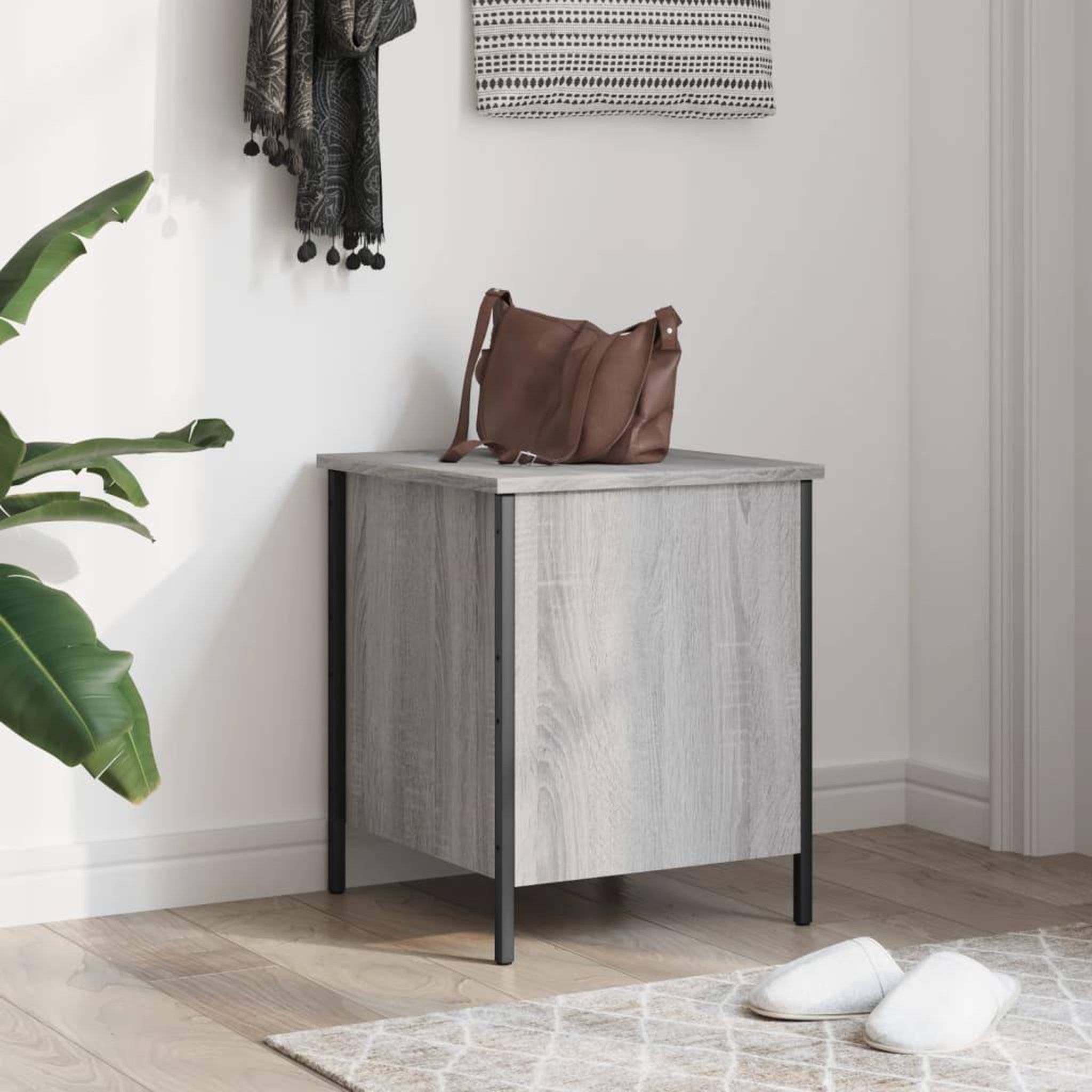 Voir la diapositive 3 : VIDAXL Banc de rangement sonoma gris 40x42,5x50 cm bois d'ingenierie