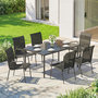Voir la diapositive 4 : OUTSUNNY Salon de jardin 6 places 7 pièces chaises empilables métal noir