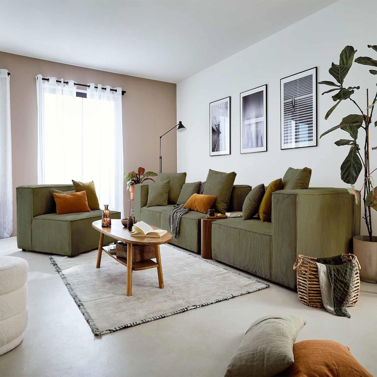 LISA DESIGN Colombine - canapé modulable d'angle gauche - 6 places - en velours côtelé