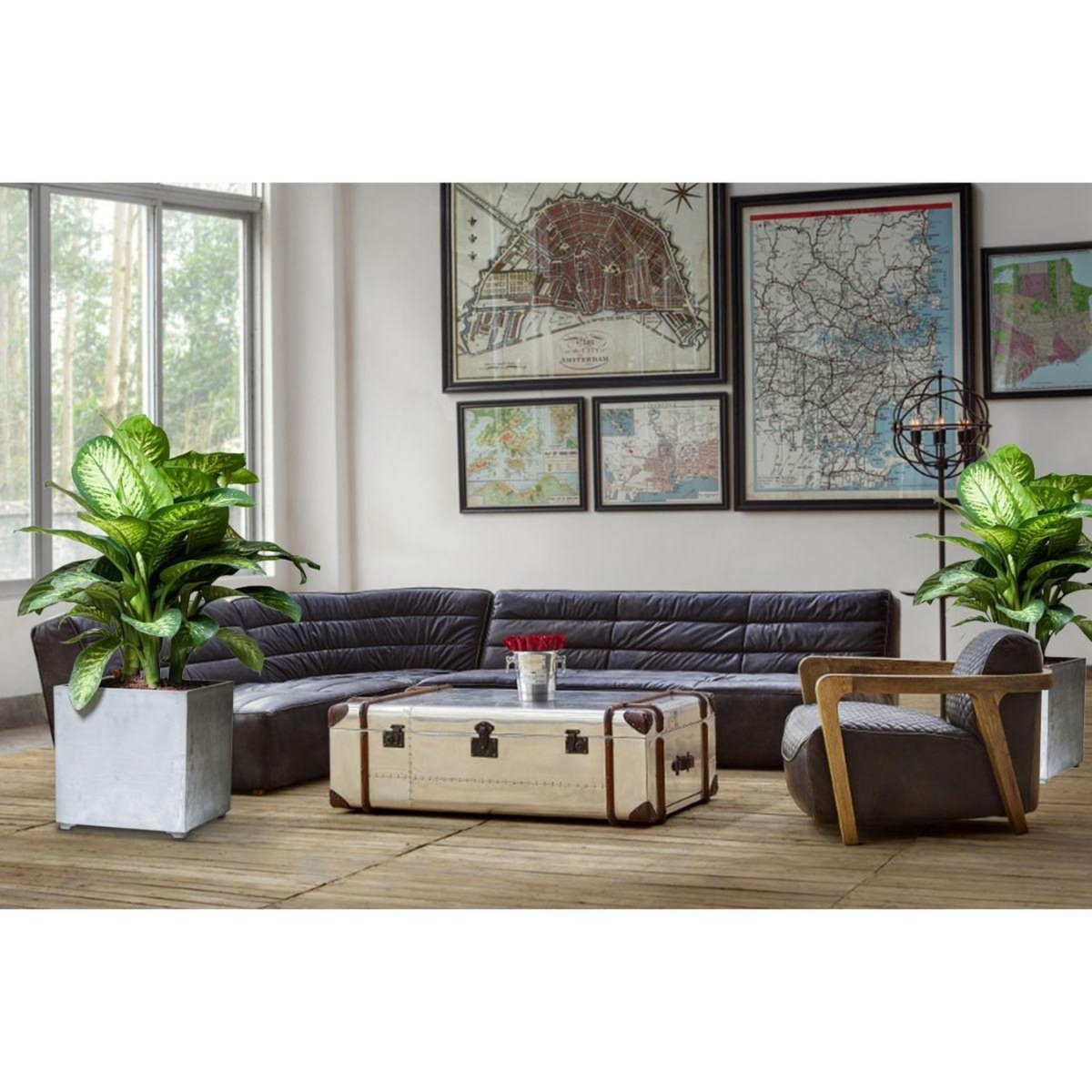 ART PLAST Pot de Fleur Carré Gris 50L 40x40cm - Jardinière Extérieure Balcon Terrasse Jardin ARTPLAST