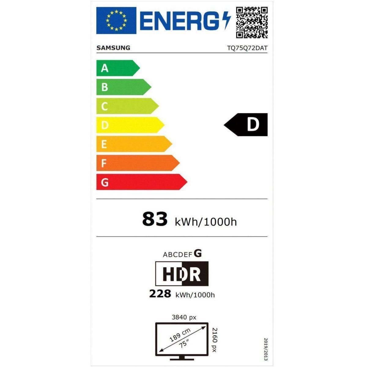 Samsung TV QLED TQ75Q72D 4K UHD AI Smart TV 2024