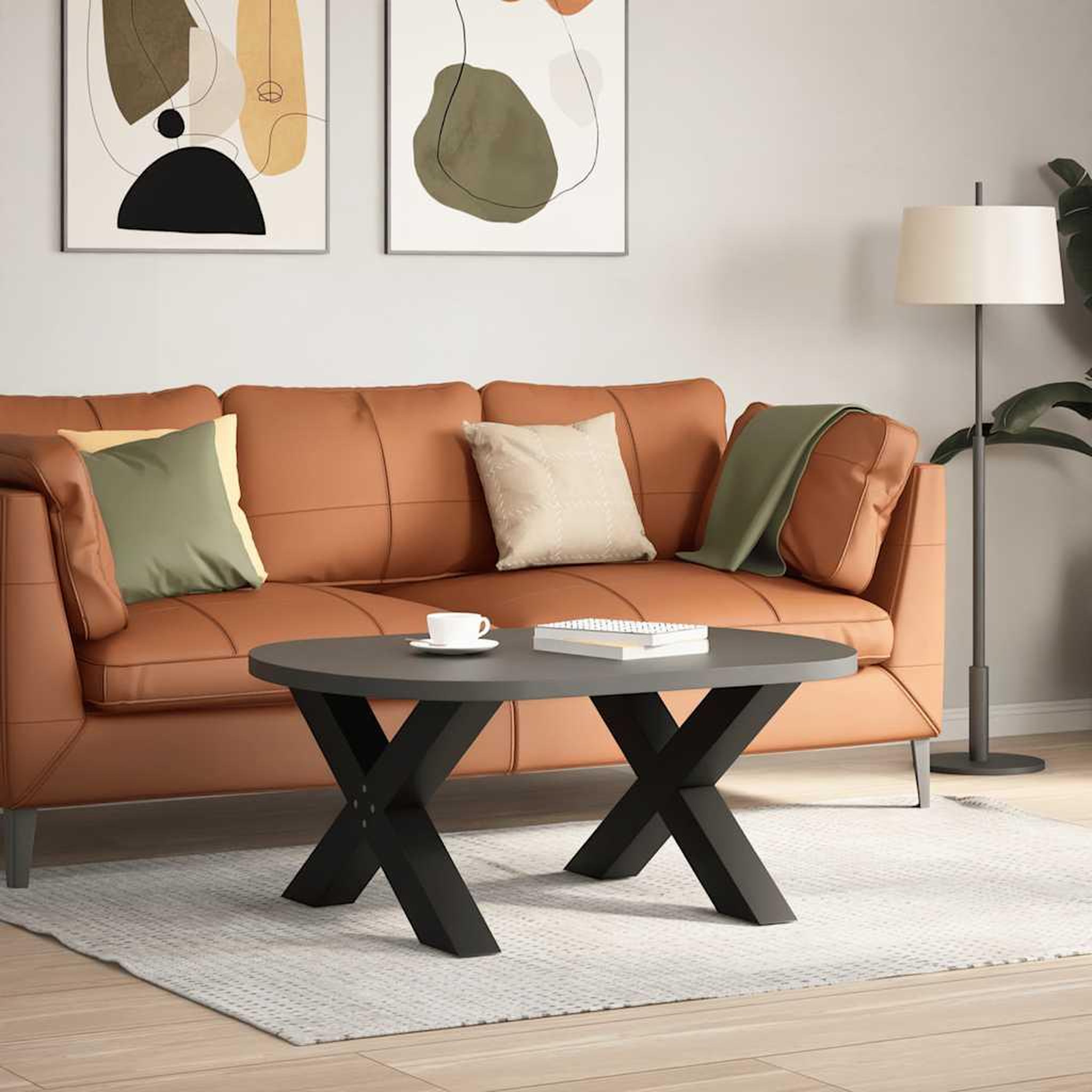 Voir la diapositive 2 : VIDAXL Pieds de table basse forme de X 2 pcs noir 70x(42-43) cm acier