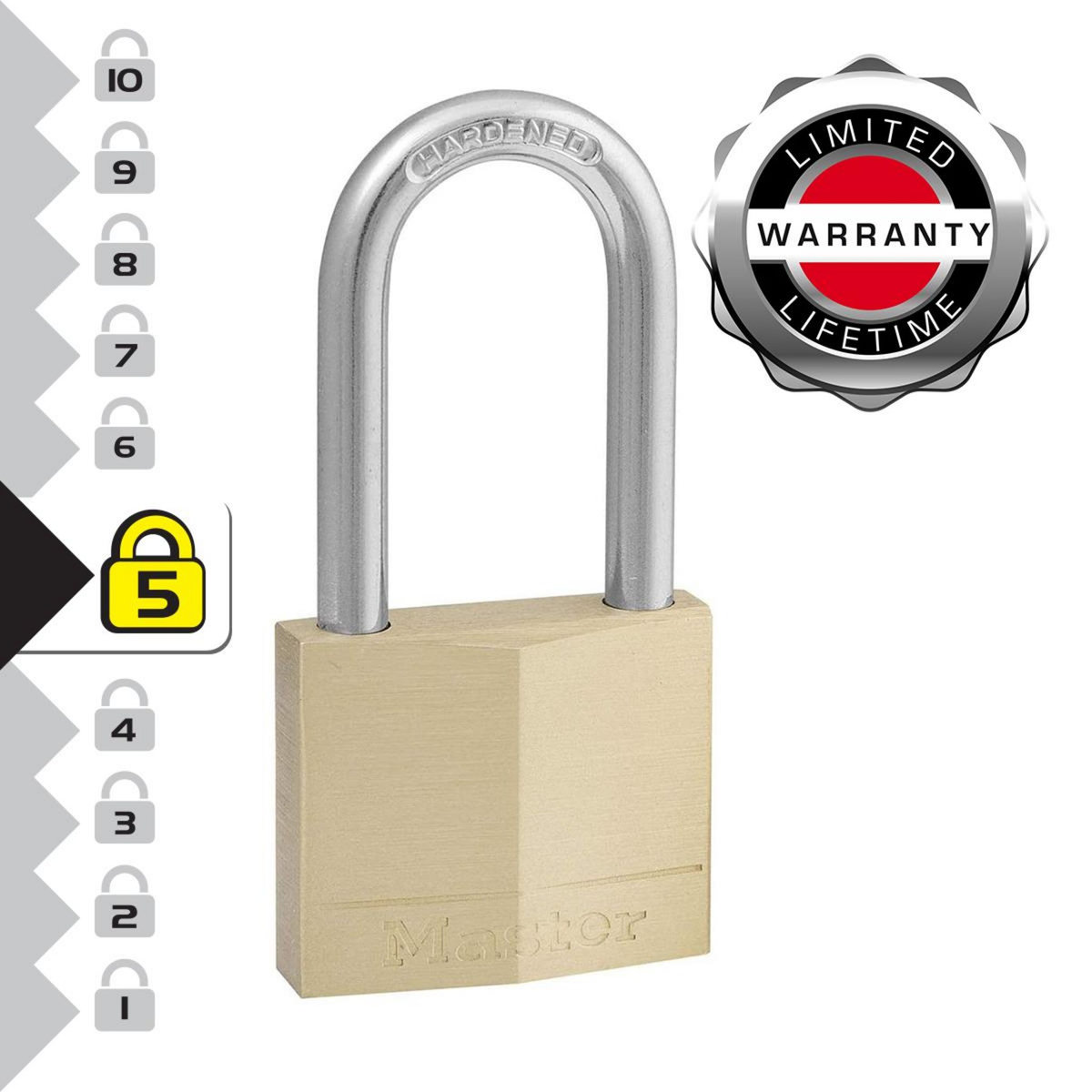 Master lock 140EURDLF Cadenas à Clé en Laiton et Anse Moyenne, Doré, 7,6 x 4 x 1,3 cm