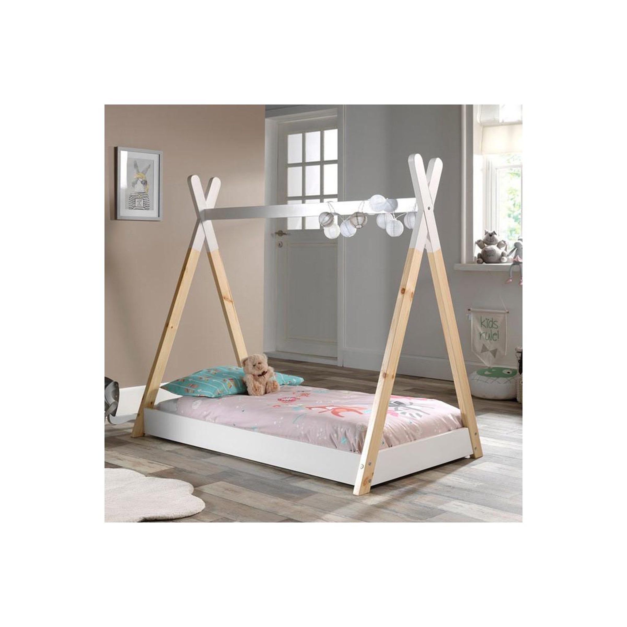 Voir la diapositive 2 : Paris Prix Lit enfant design  tipi  70x140cm blanc