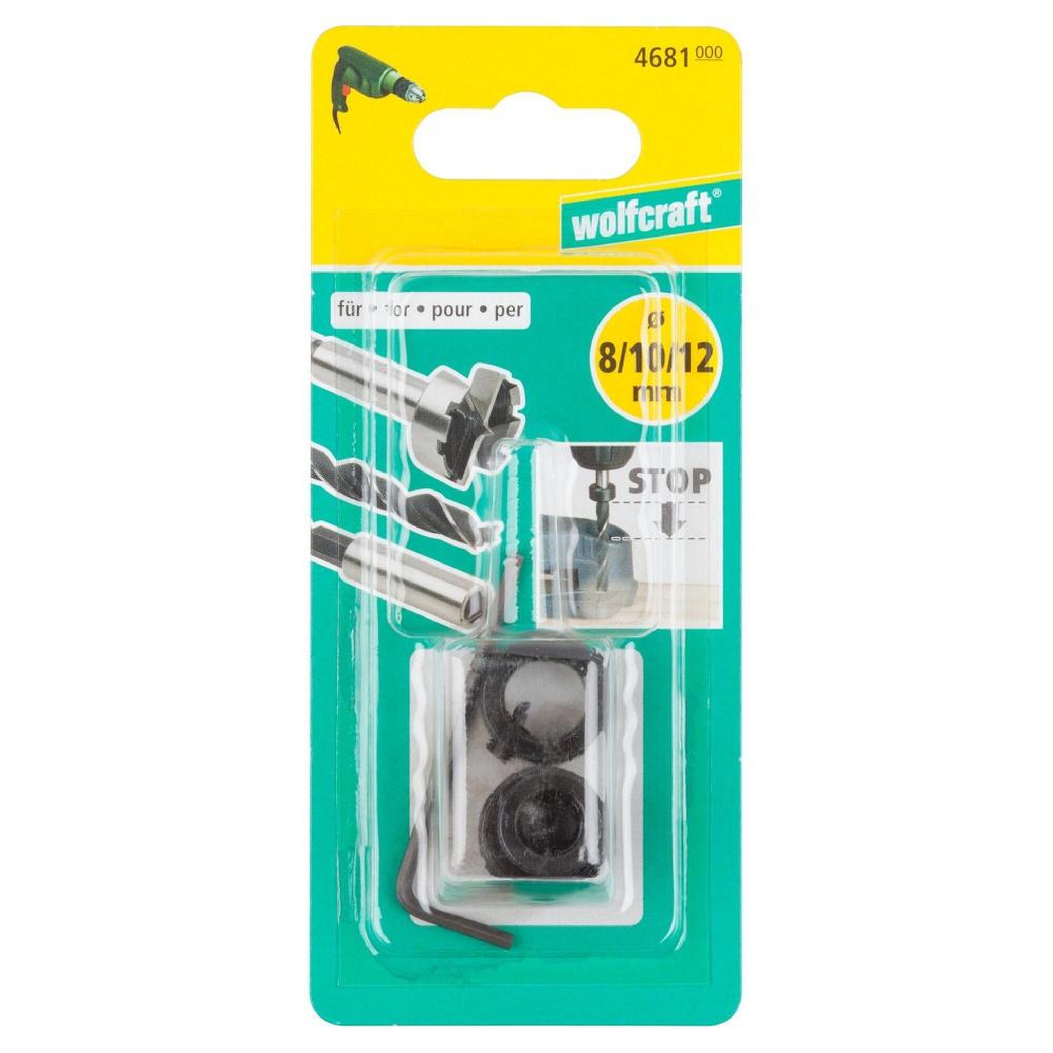 WOLFCRAFT Lot de 3 butéees pour guide à fraise diamètre 8 10 12 mm WOLFCRAFT 4681000