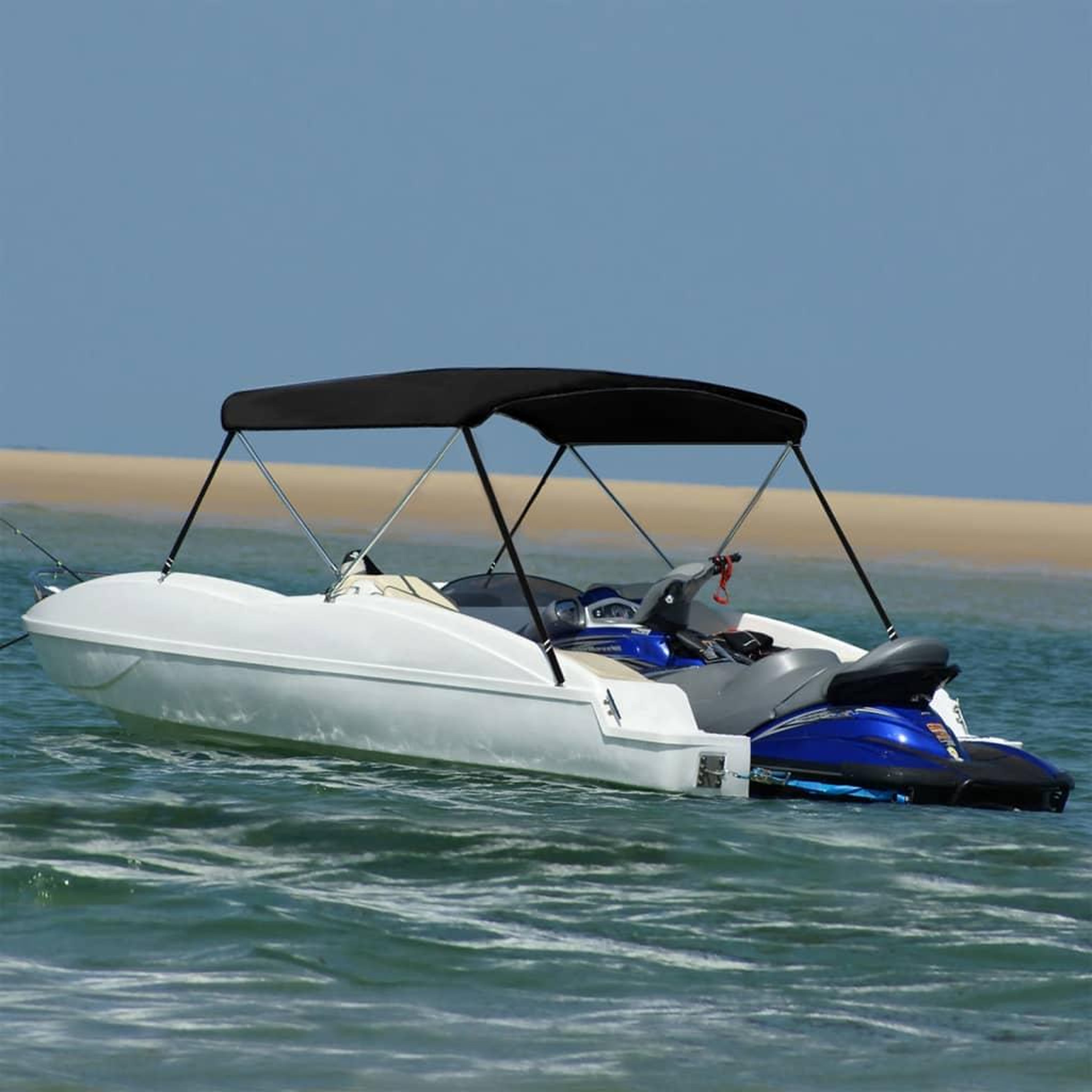 VIDAXL Auvent bimini a 2 arceaux noir 150x120x110 cm