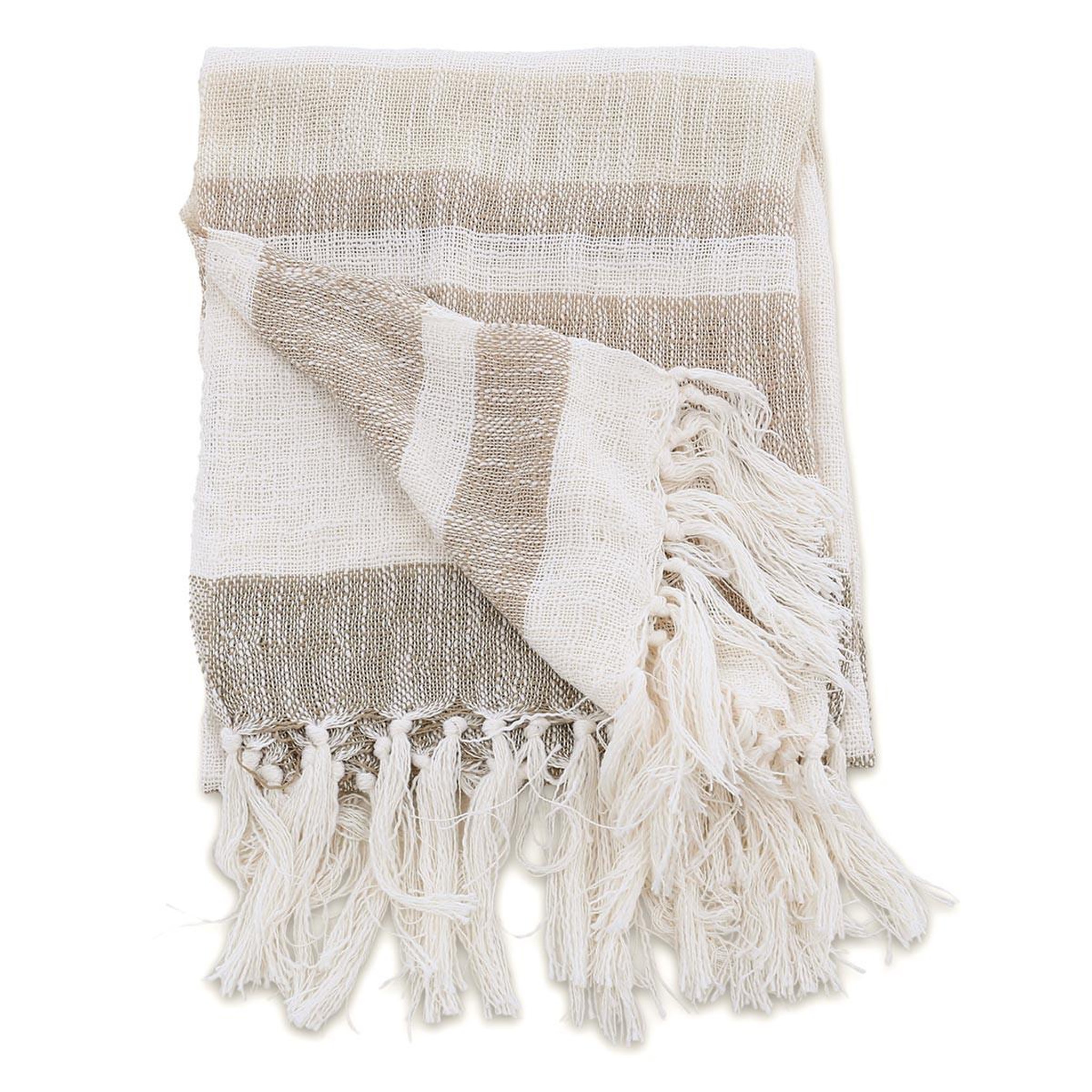 Paris Prix Plaid à franges  sandy  130x170cm beige & marron