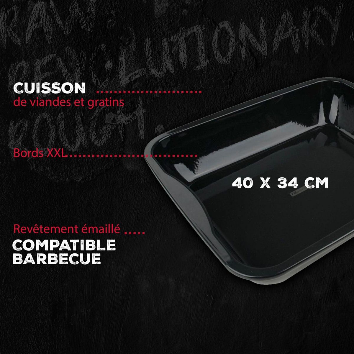 FM PROFESSIONAL Plat à four en acier émaillé 40 x 34 cm FM Professional Barbecue