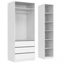 Voir la diapositive 4 : ID MARKET Dressing modulable TAYLOR 120 x 55 x 200 cm 2 modules avec penderie + étagères + tiroirs blanc
