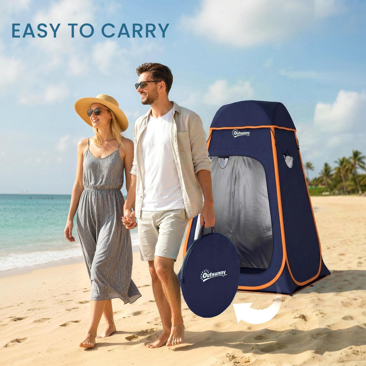 OUTSUNNY Tente de douche camping pop up toit amovible polyester bleu foncé