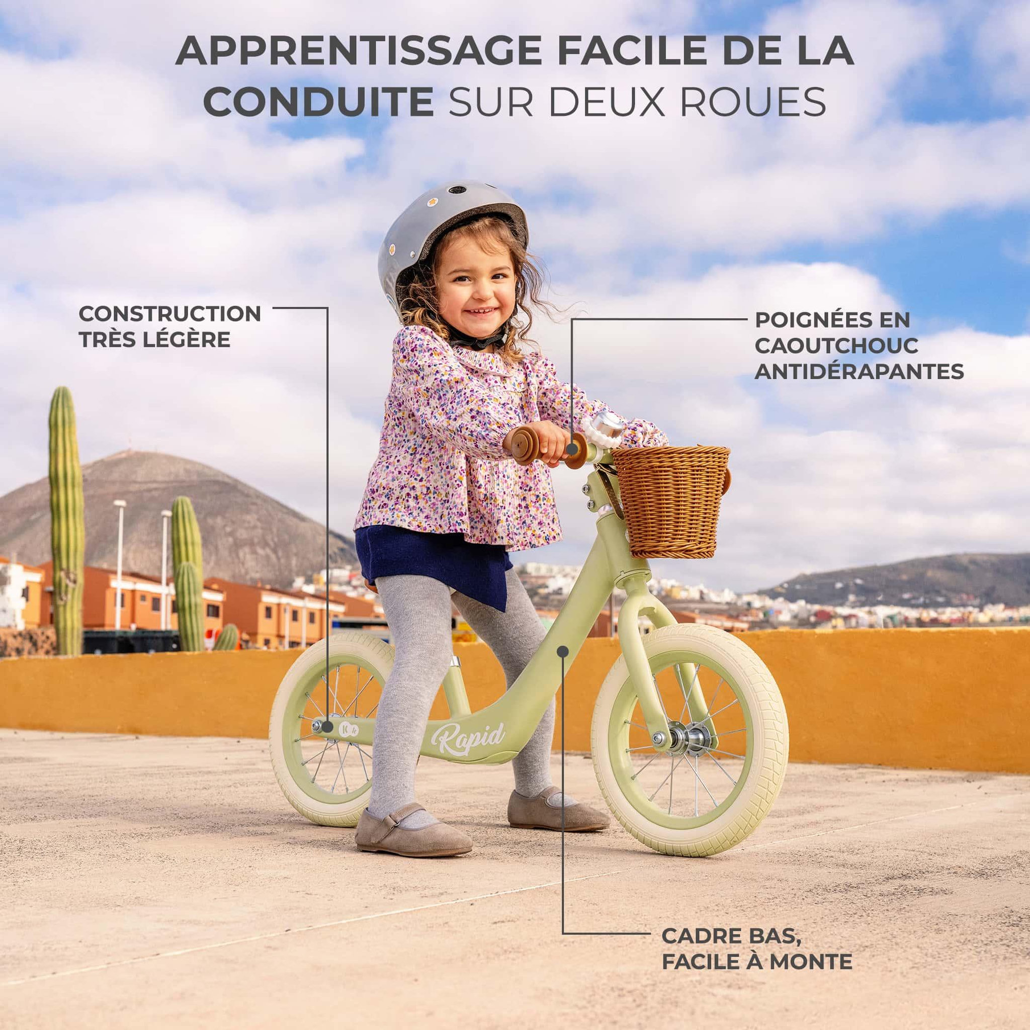 Voir la diapositive 2 : KINDERKRAFT Draisienne rétro - vélo d'équilibre avec panier et clochette