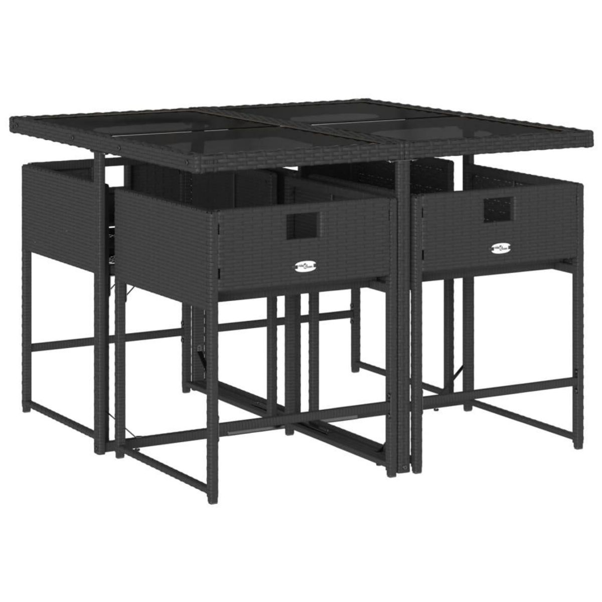 VIDAXL Ensemble a manger de jardin coussins 5pcs Noir Resine tressee