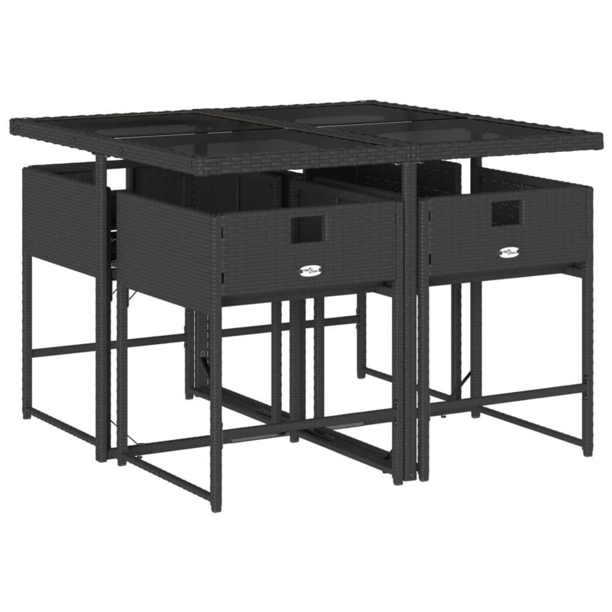 VIDAXL Ensemble a manger de jardin coussins 5pcs Noir Resine tressee