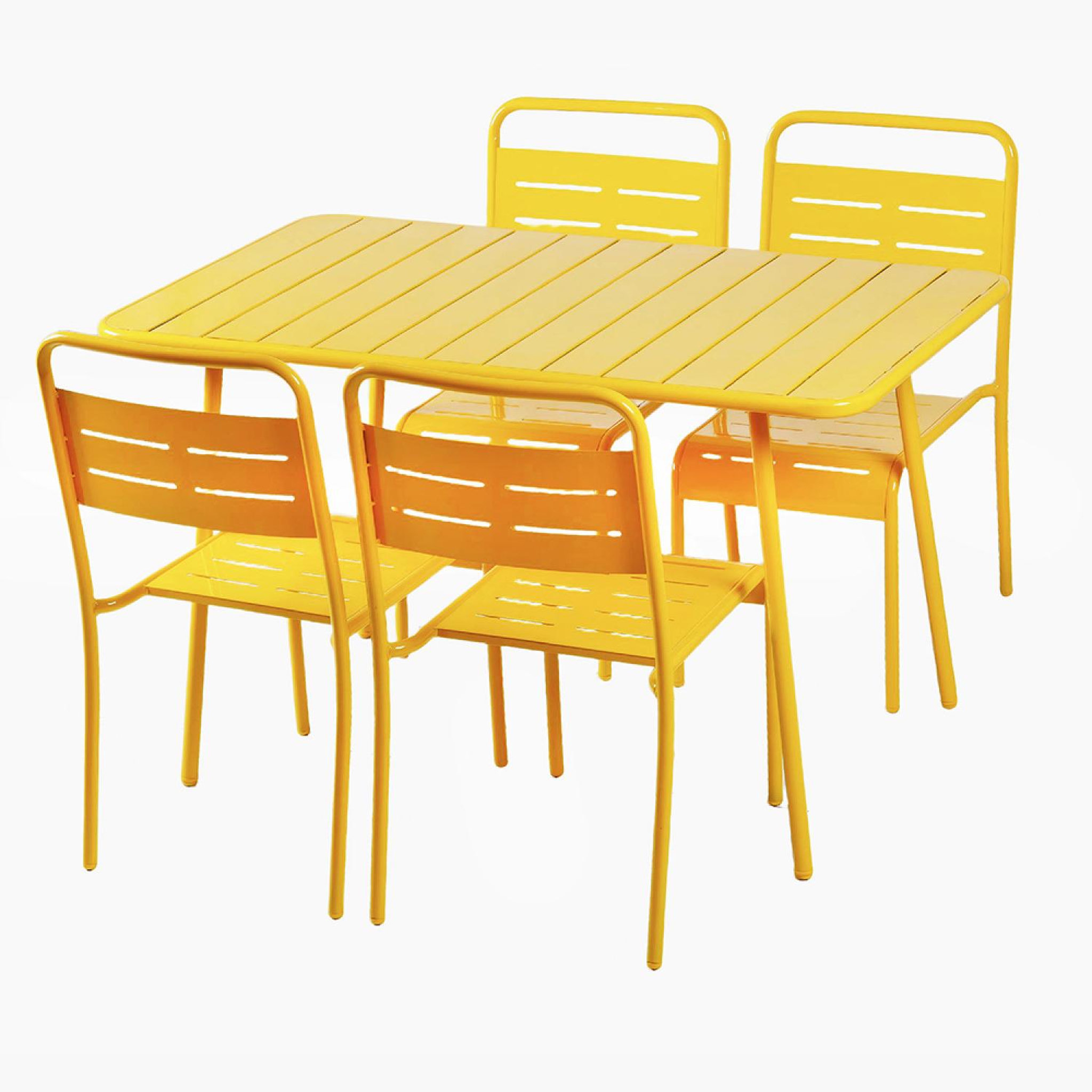 CONCEPT USINE Ensemble table de jardin 120 cm et 4 chaises jaune bergame