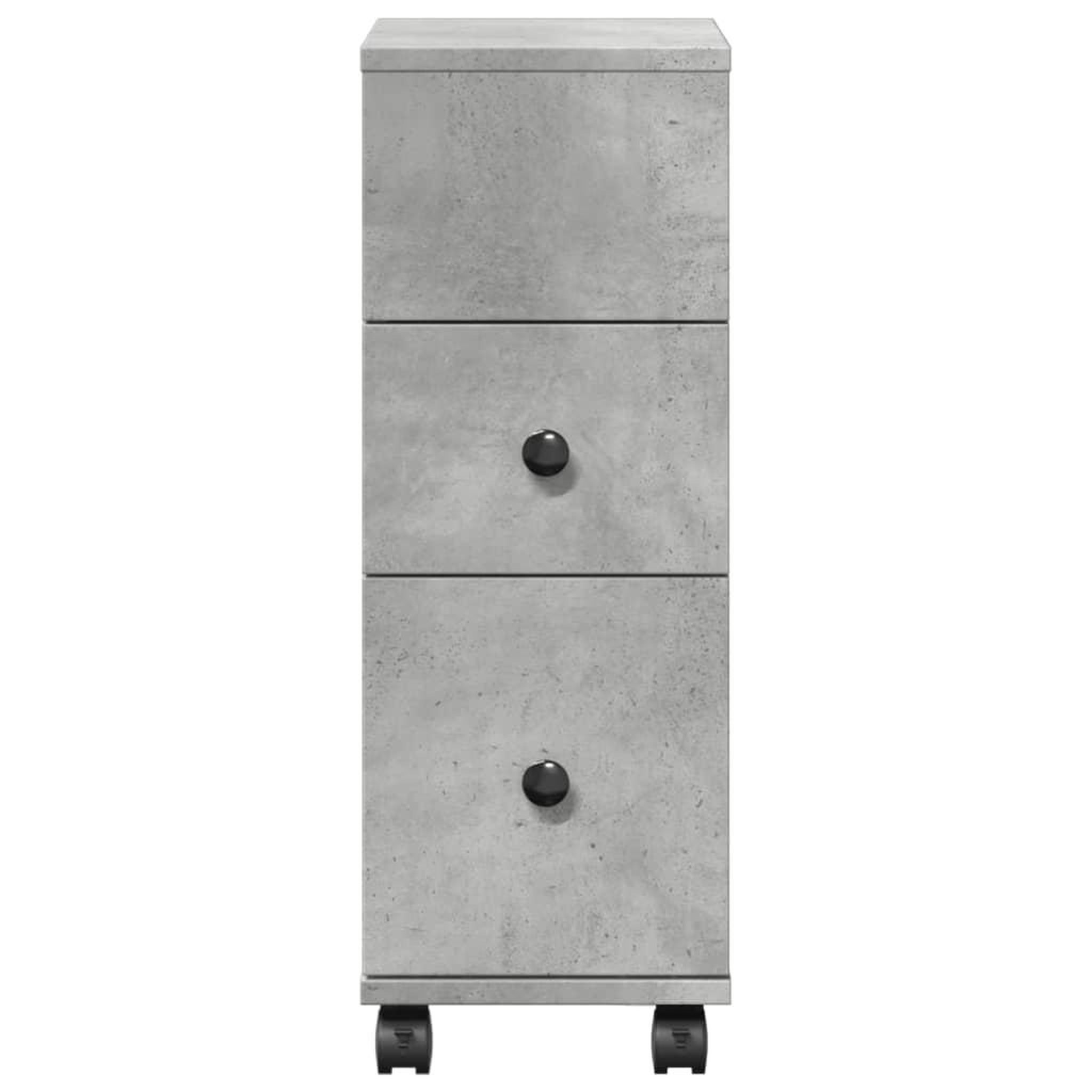 Voir la diapositive 4 : VIDAXL Meuble etroit de salle de bain a roulettes gris beton