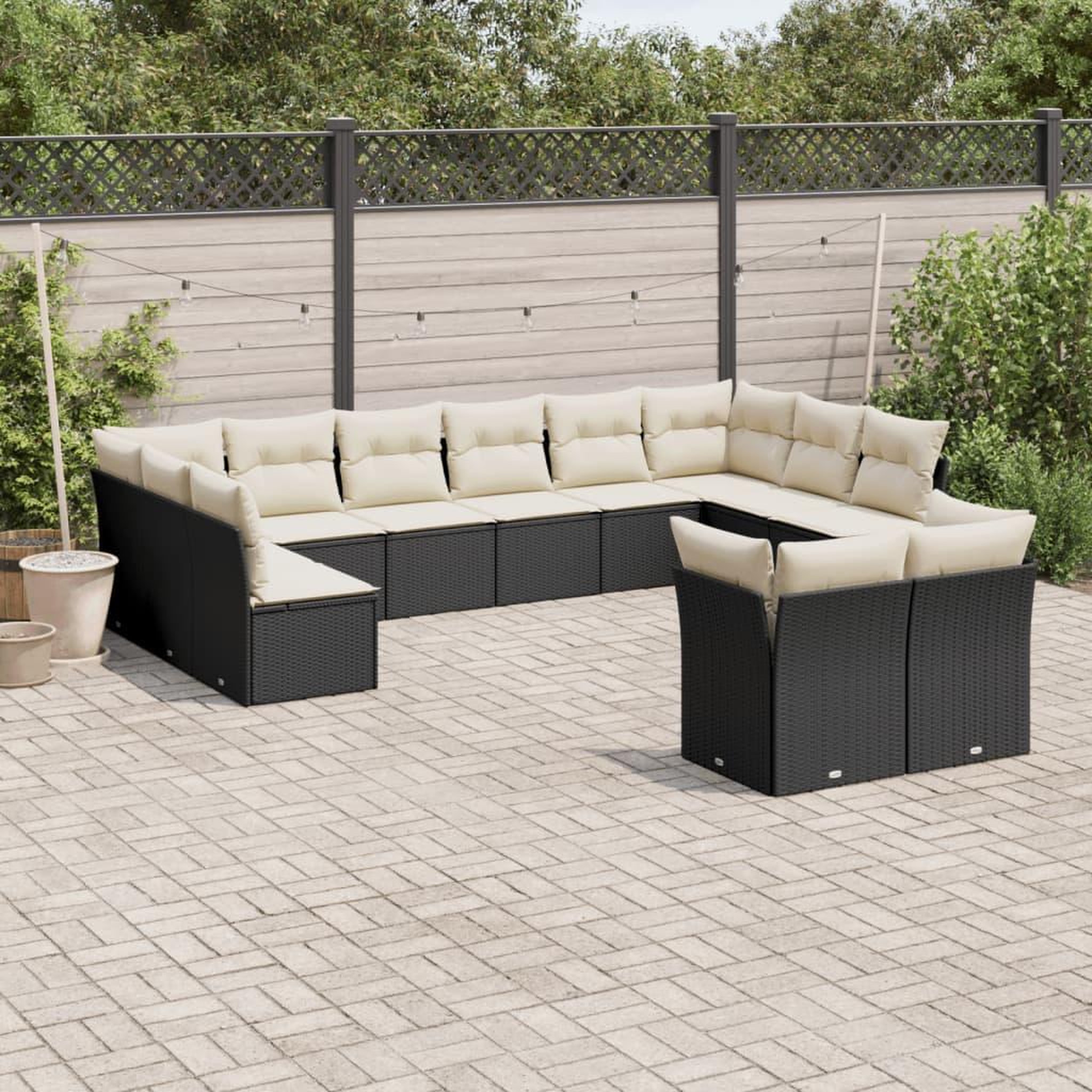 VIDAXL Salon de jardin 12 pcs avec coussins noir resine tressee