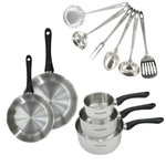 Fackelmann Set 2 poêles 20 et 24 cm, 3 casseroles en inox et 6 ustensiles inox Fackelmann Geneva